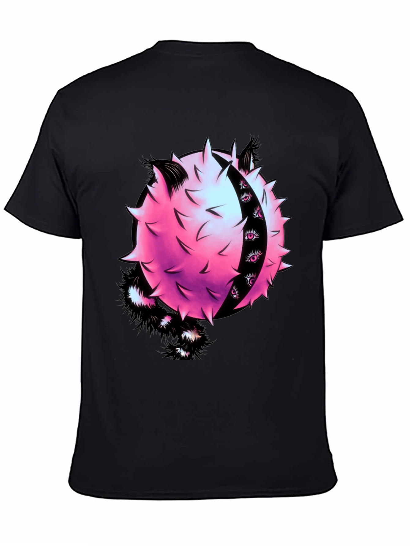 Edgy Graphic Tee - Spiky Pink Ball with Eyes