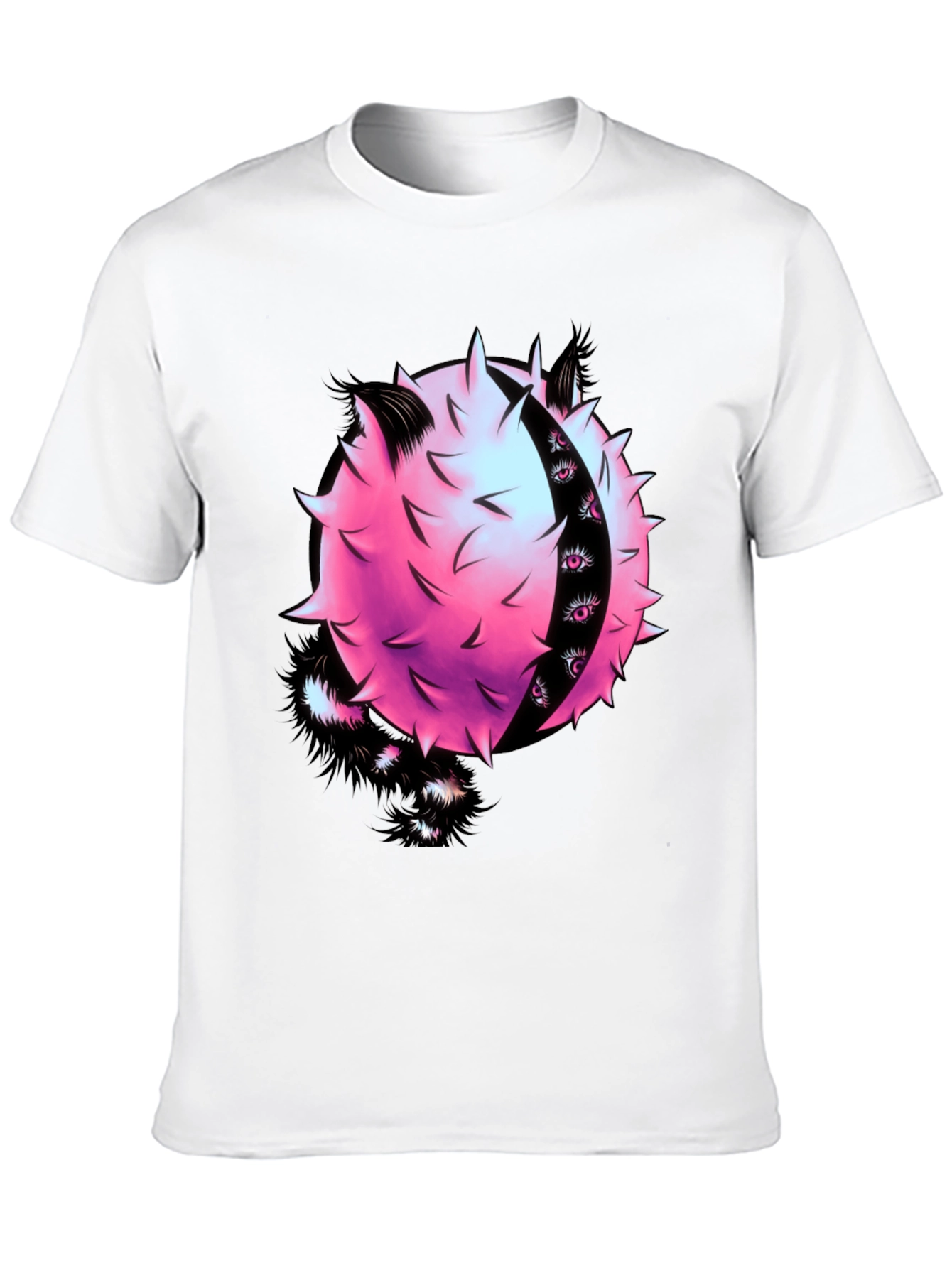 Edgy Graphic Tee - Spiky Pink Ball with Eyes