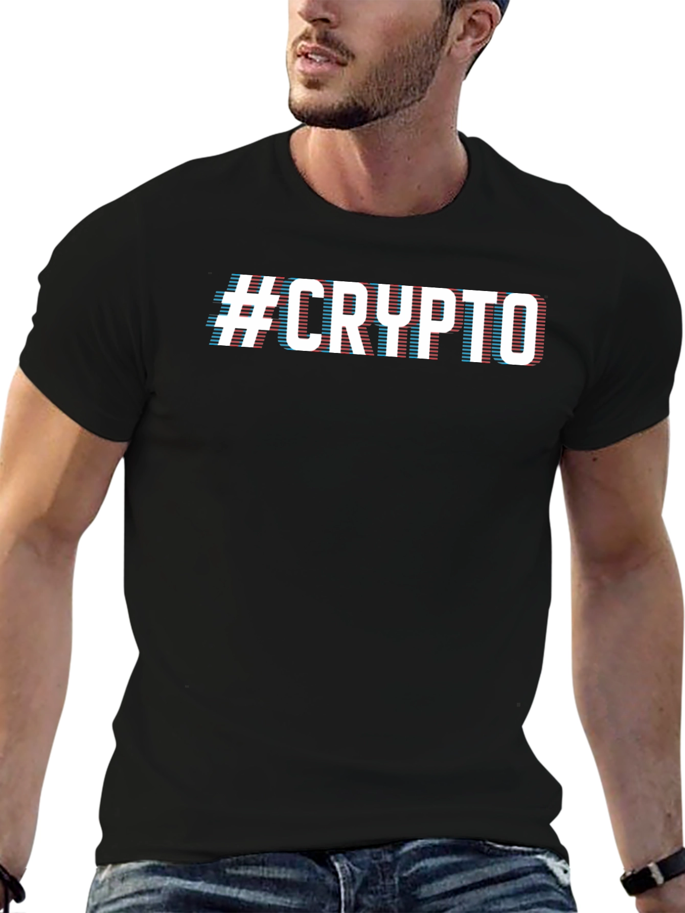 #CRYPTO Graphic T-Shirt - Black Crew Neck Tee