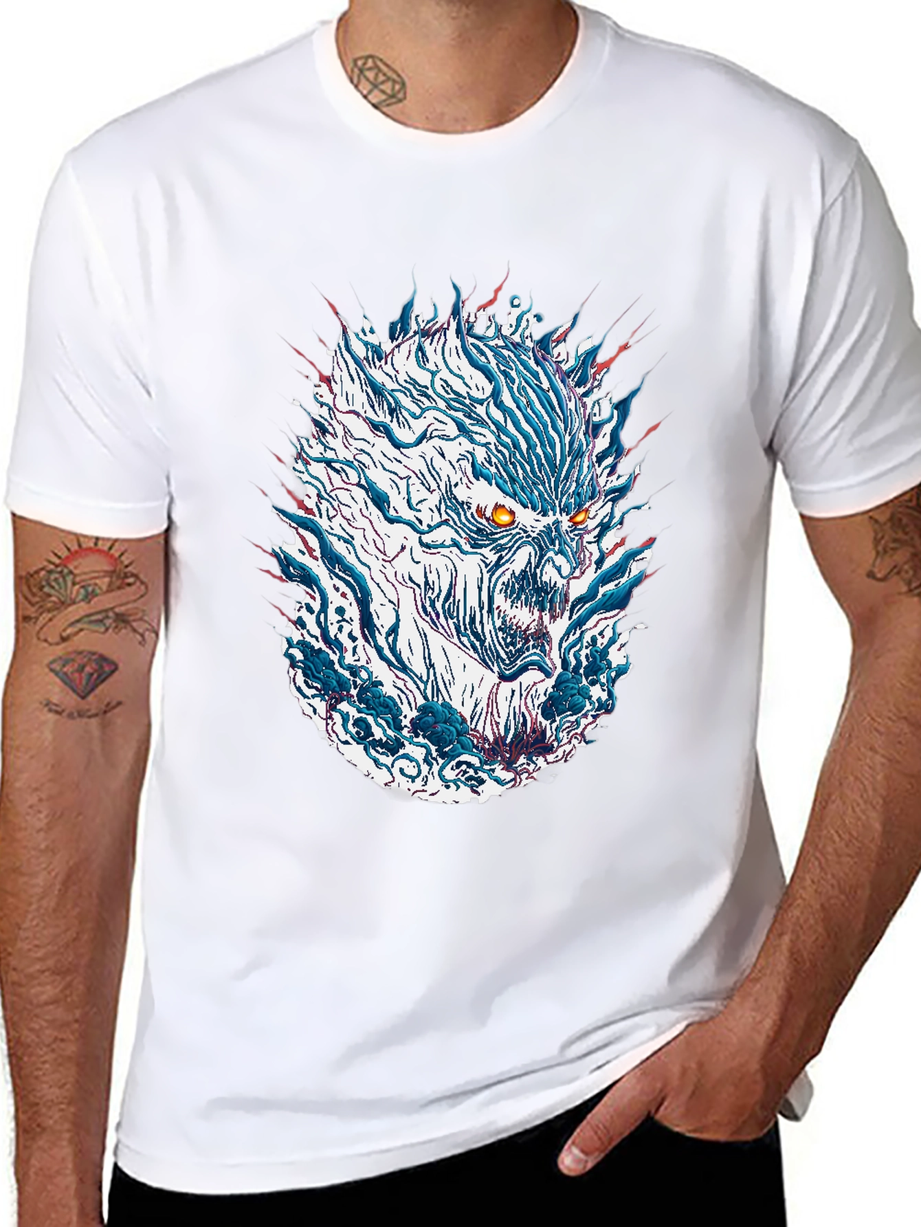 Monster Graphic Print Mens Black T-Shirt