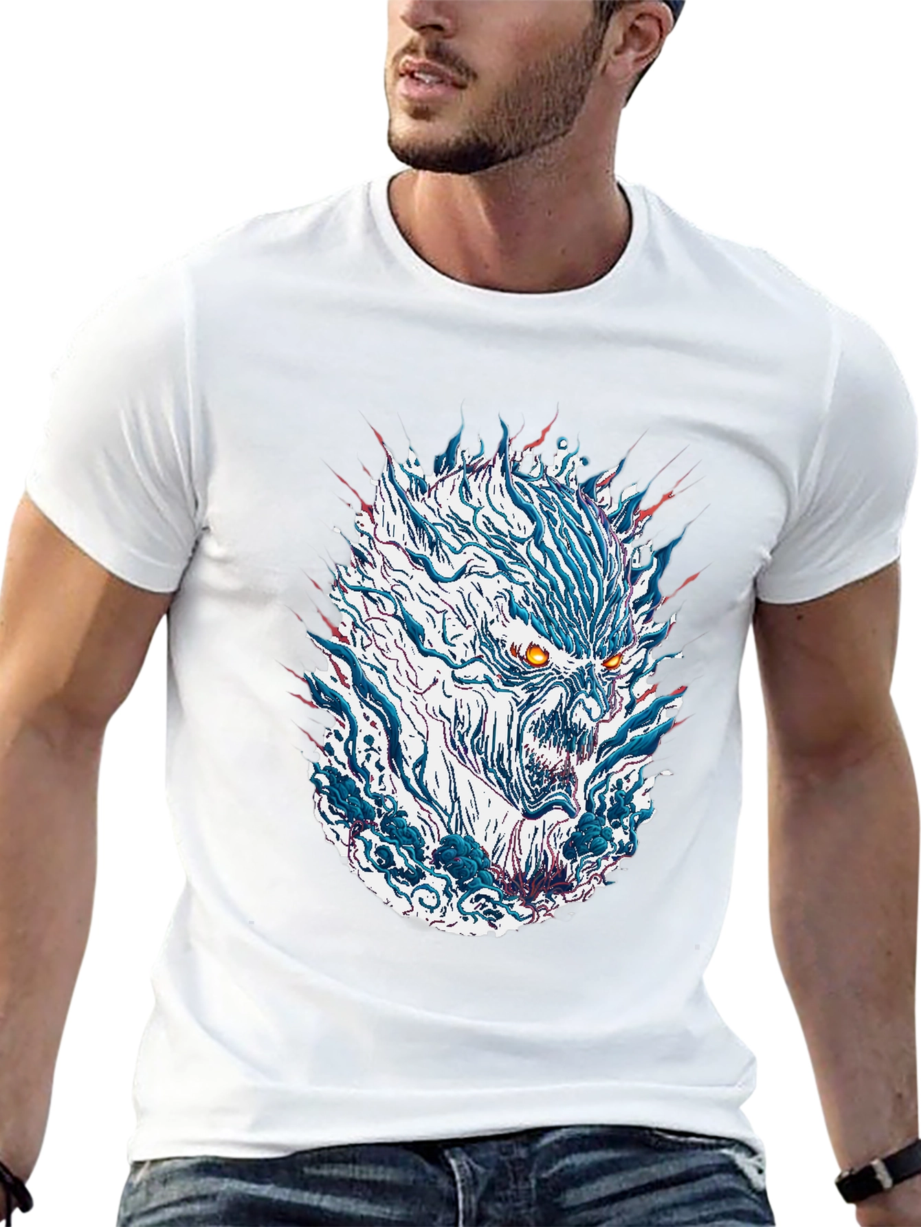 Monster Graphic Print Mens Black T-Shirt