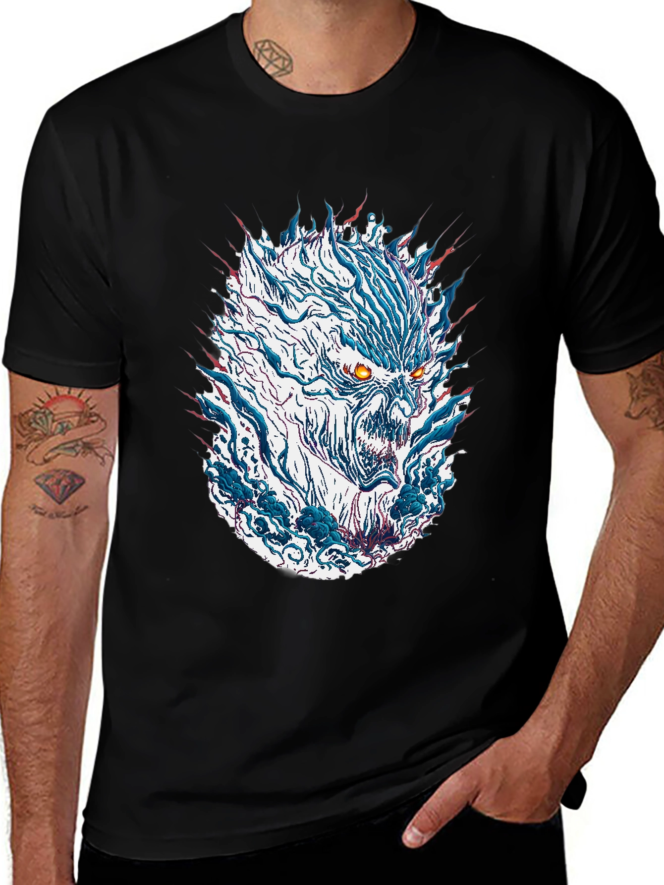 Monster Graphic Print Mens Black T-Shirt