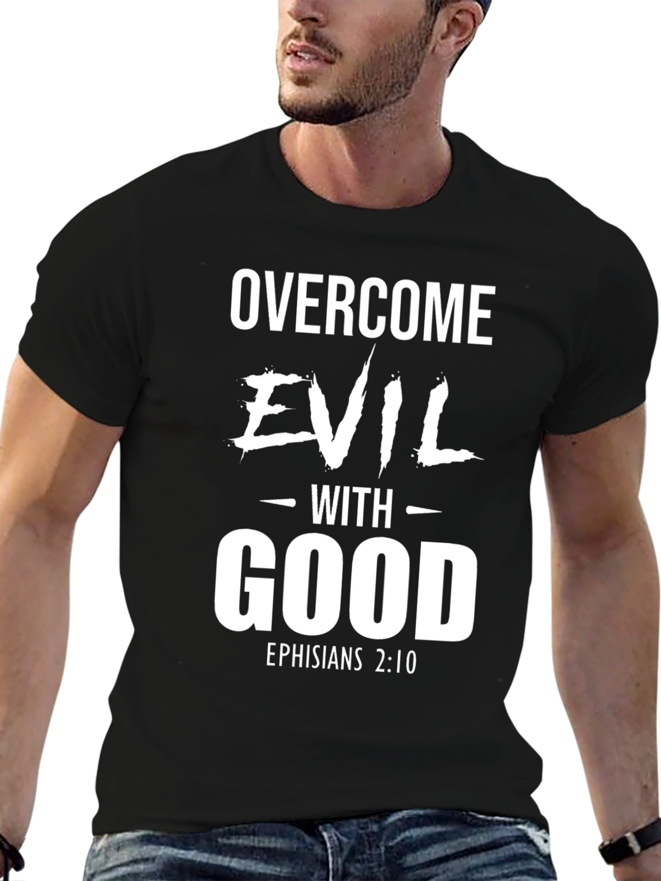 Overcome Evil with Good Black Christian T-Shirt