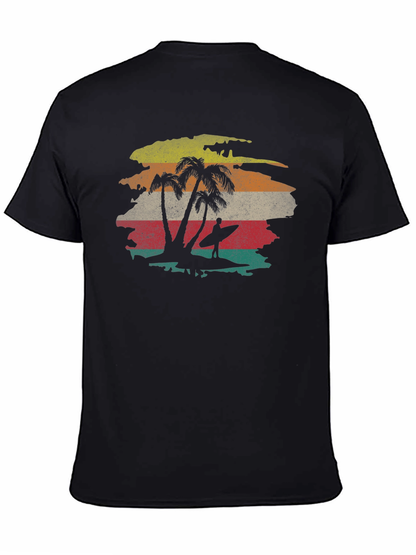 Retro Sunset Palm Tree Surfer Graphic Tee
