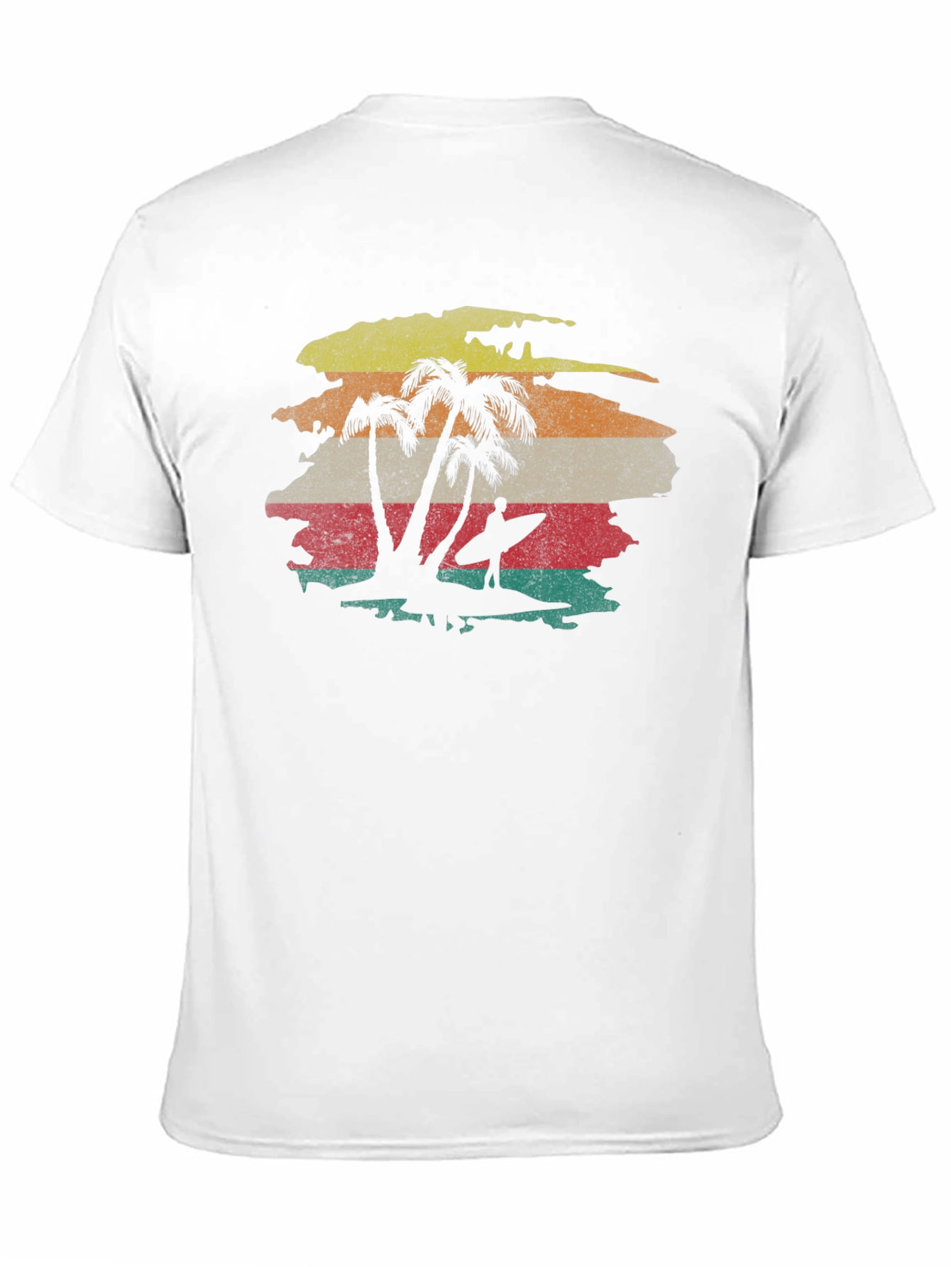 Retro Sunset Palm Tree Surfer Graphic Tee