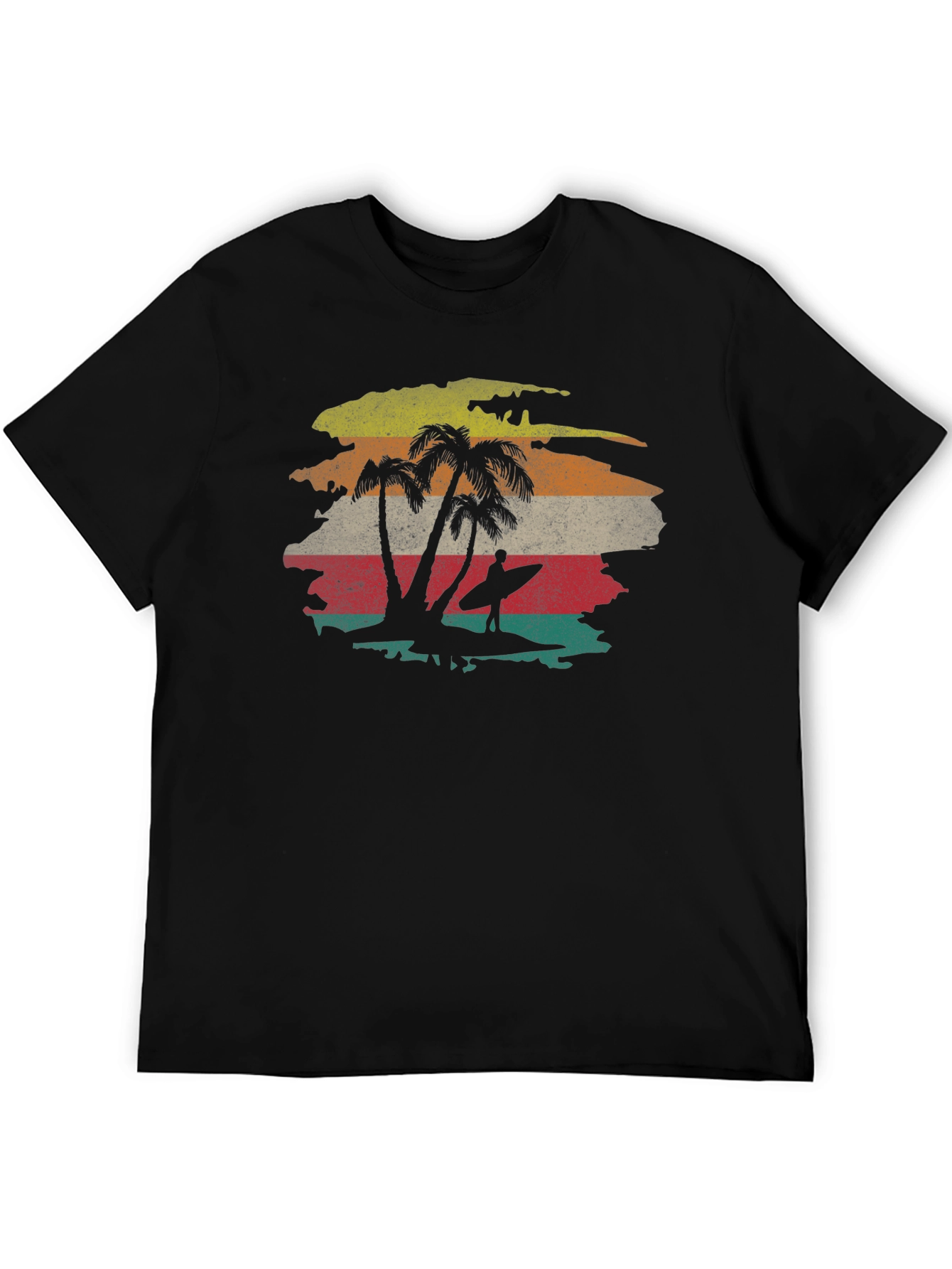 Retro Sunset Palm Tree Surfer Graphic Tee