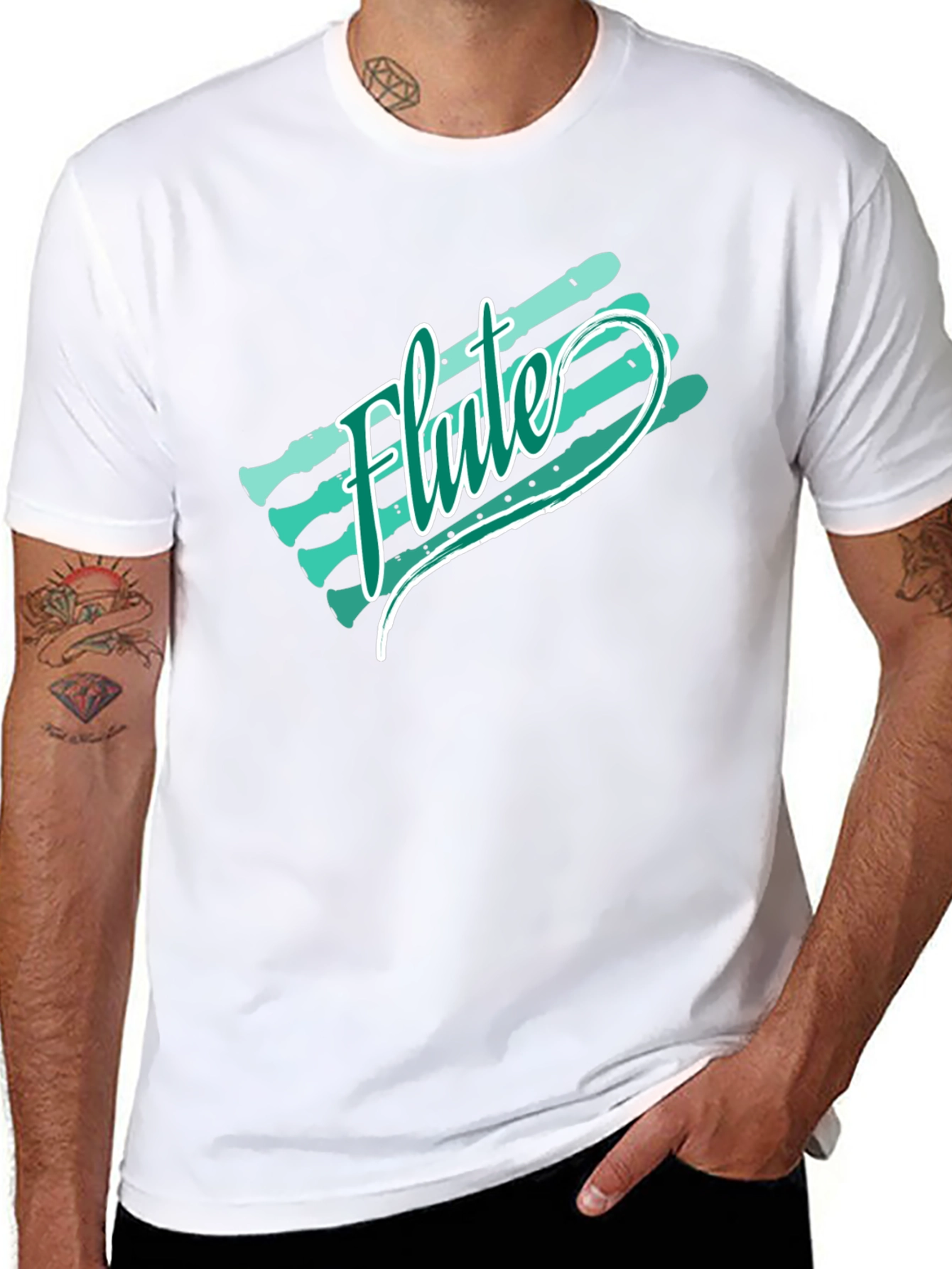 Flute Retro Style Graphic T-Shirt