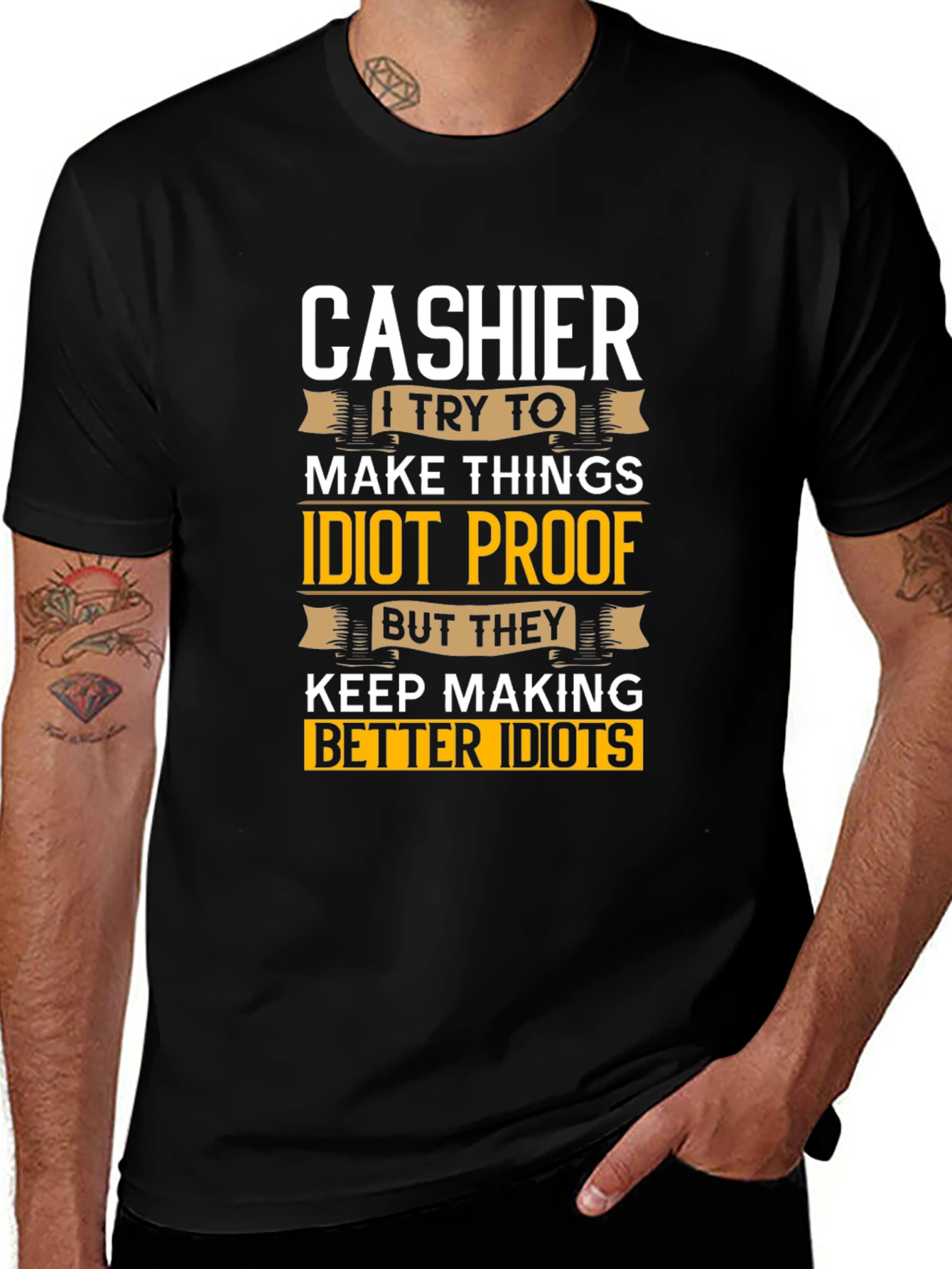 Cashier Idiot Proof T-Shirt - Funny Job Tee