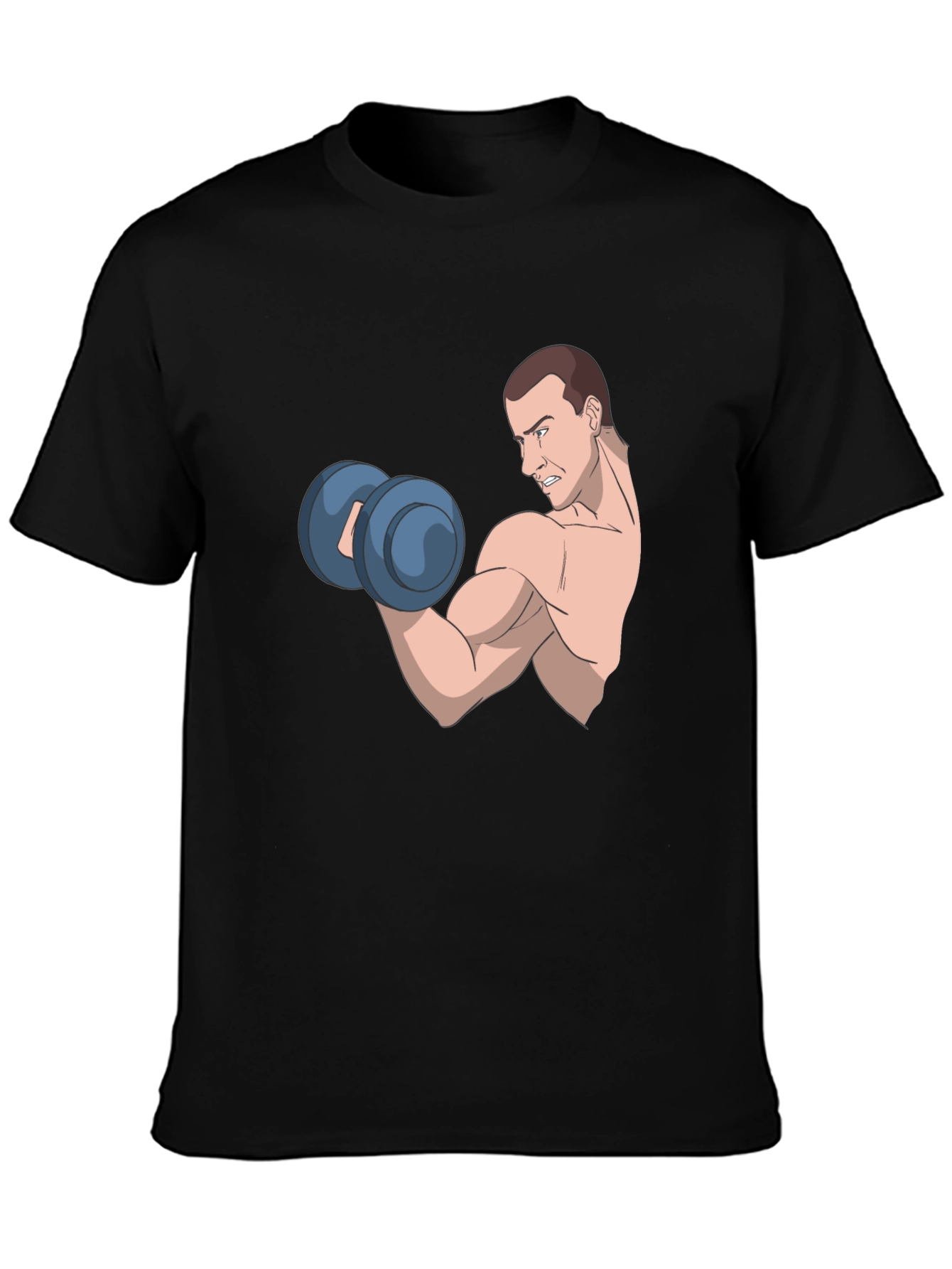 Funny Cartoon Muscle Man Gym Workout T-Shirt