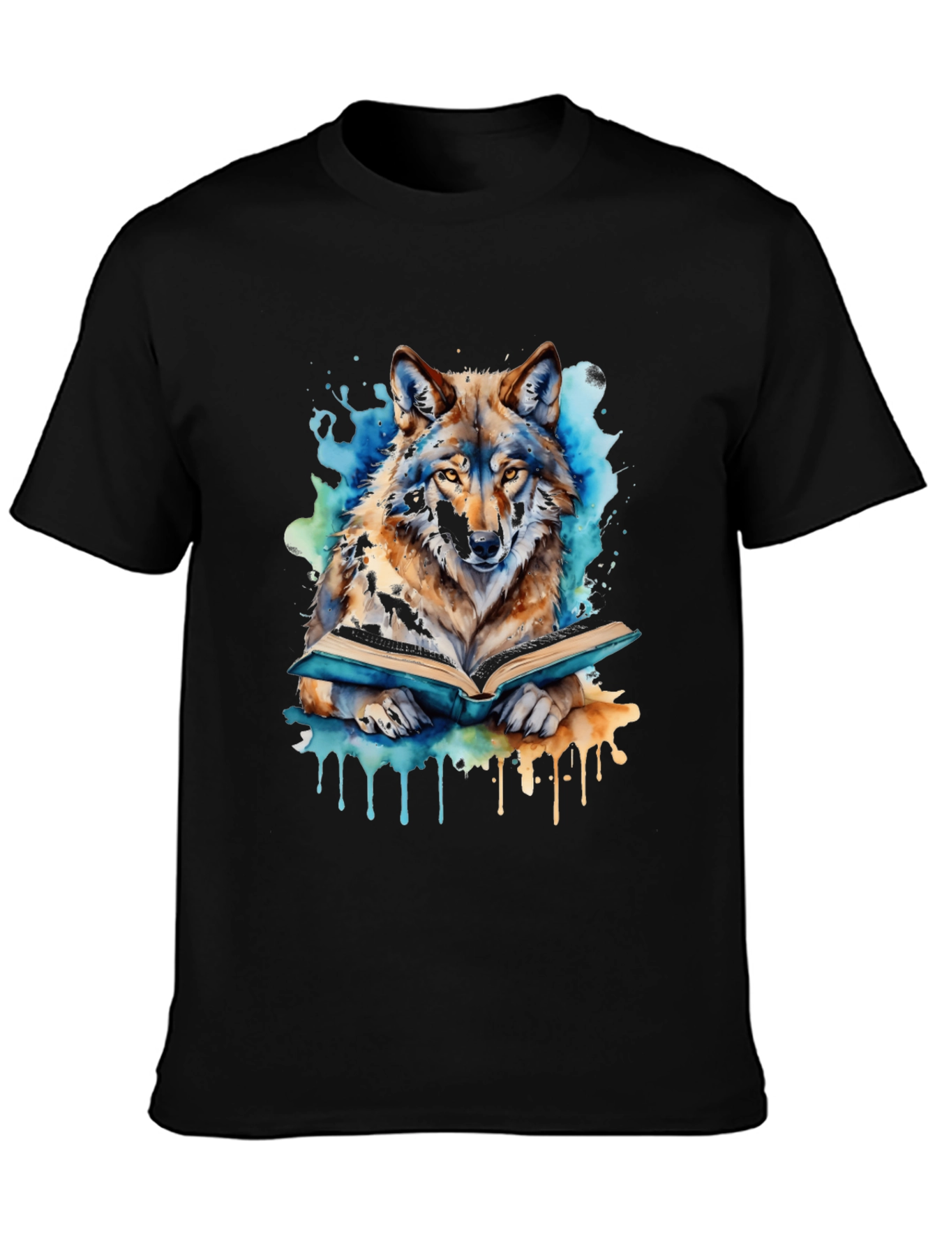 Wolf Reading Book T-Shirt | Artsy Animal Tee