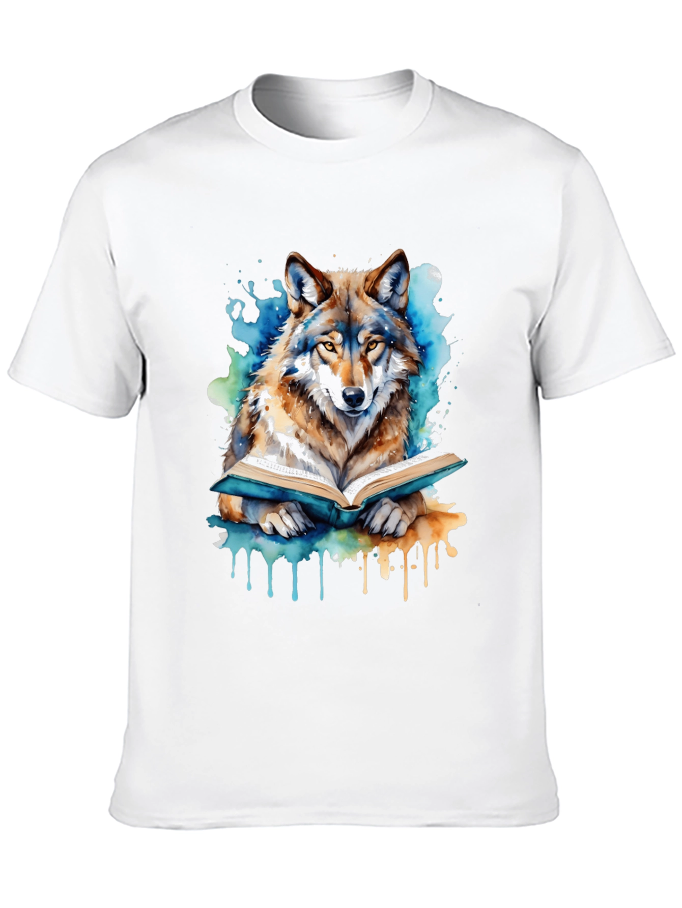 Wolf Reading Book T-Shirt | Artsy Animal Tee