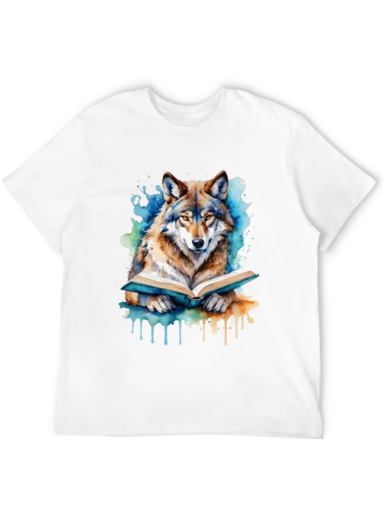 Wolf Reading Book T-Shirt | Artsy Animal Tee