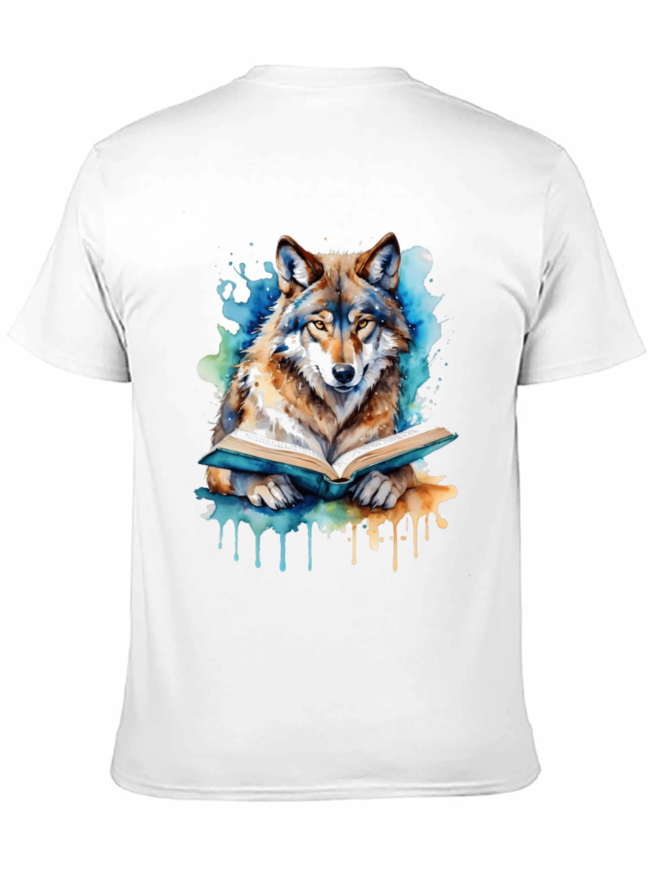 Wolf Reading Book T-Shirt | Artsy Animal Tee