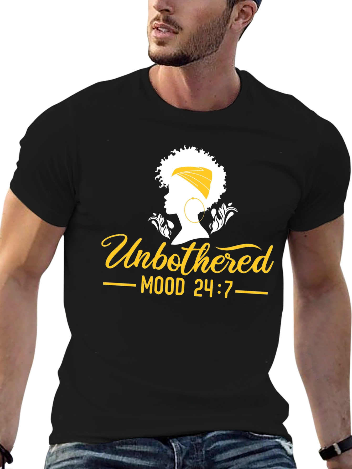 Unbothered Mood 24/7 Black Graphic Tee