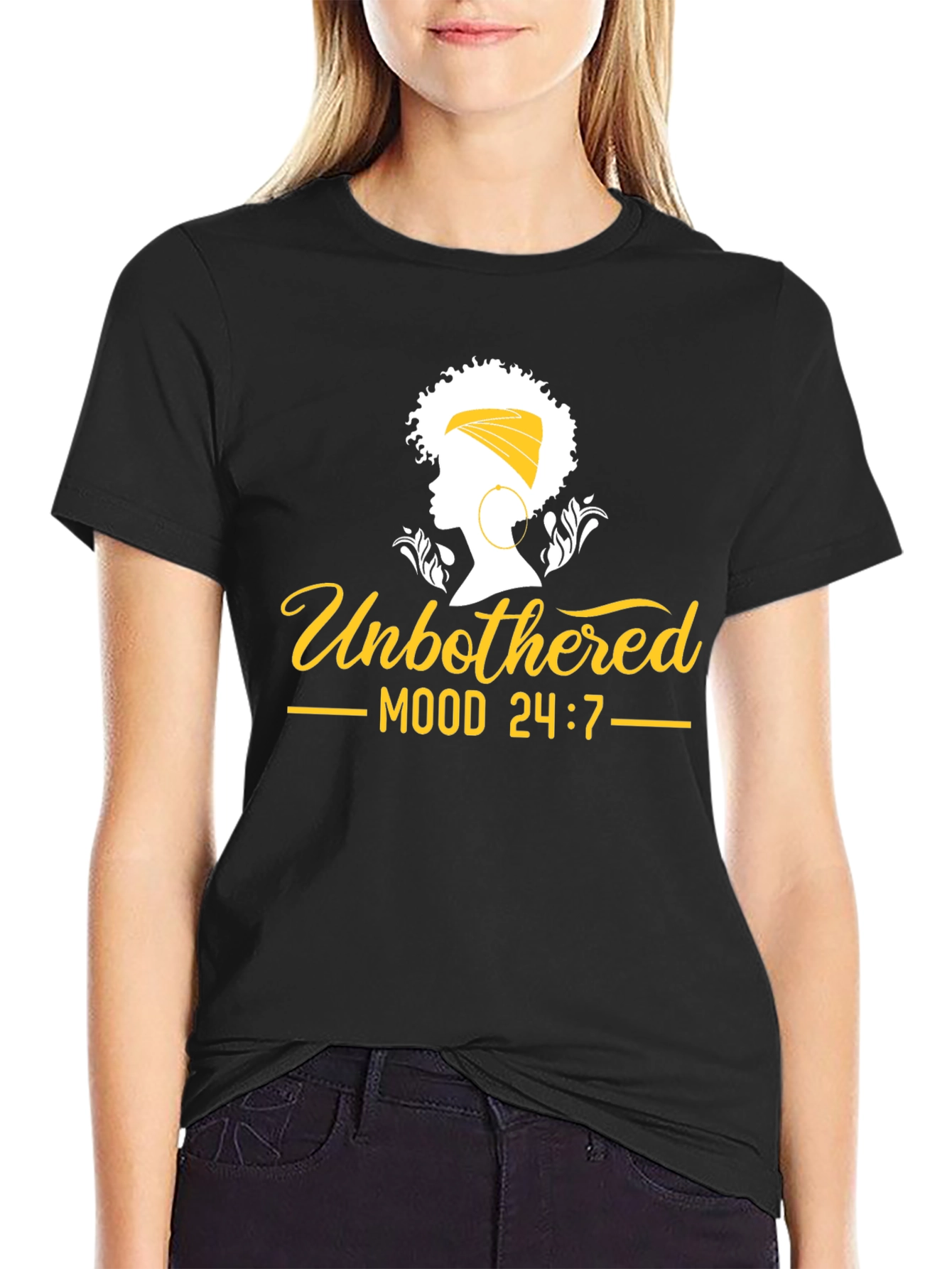 Unbothered Mood 24/7 Black Graphic Tee