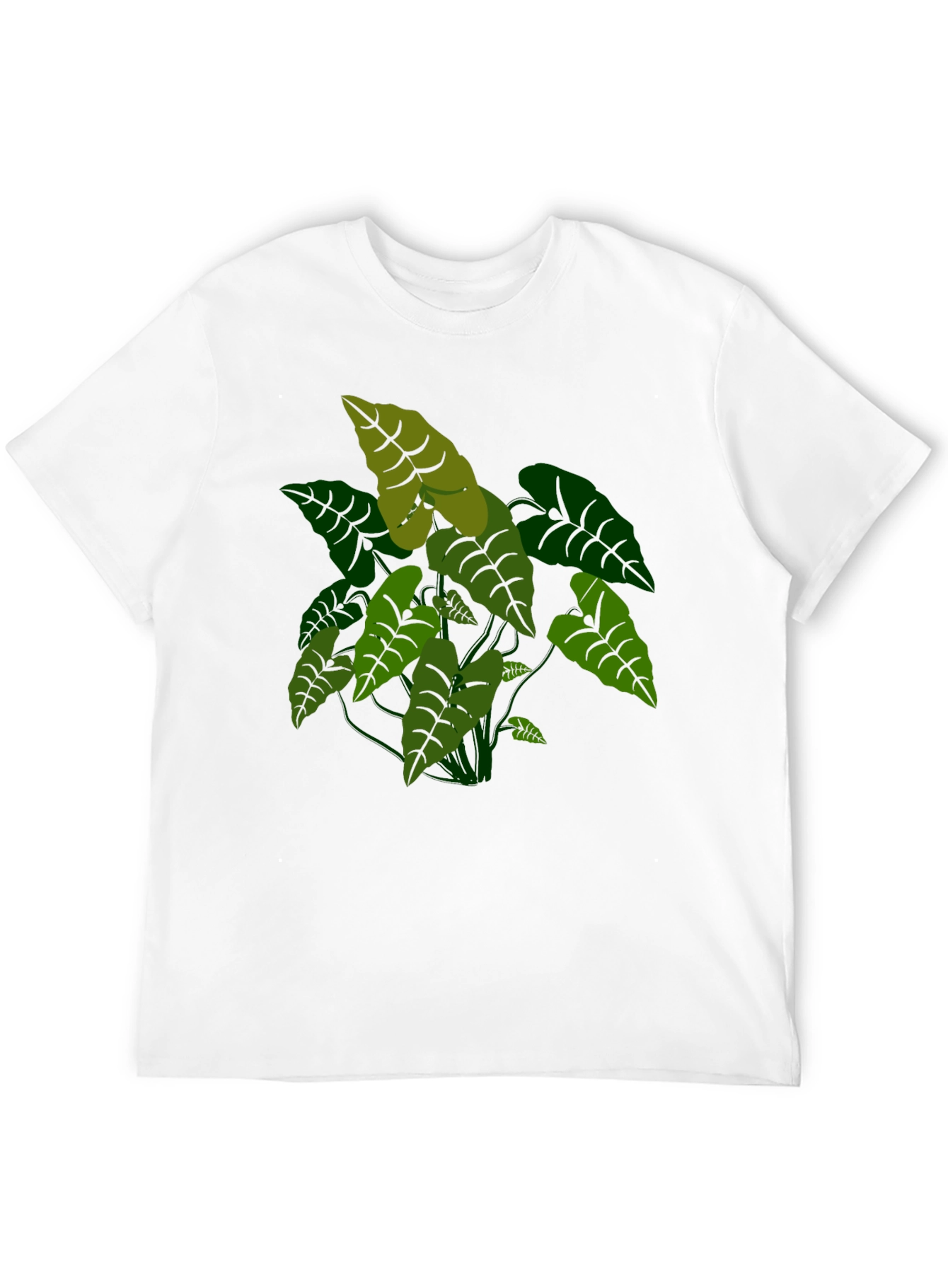 Tropical Plant Graphic Tee - Black Cotton T-Shirt