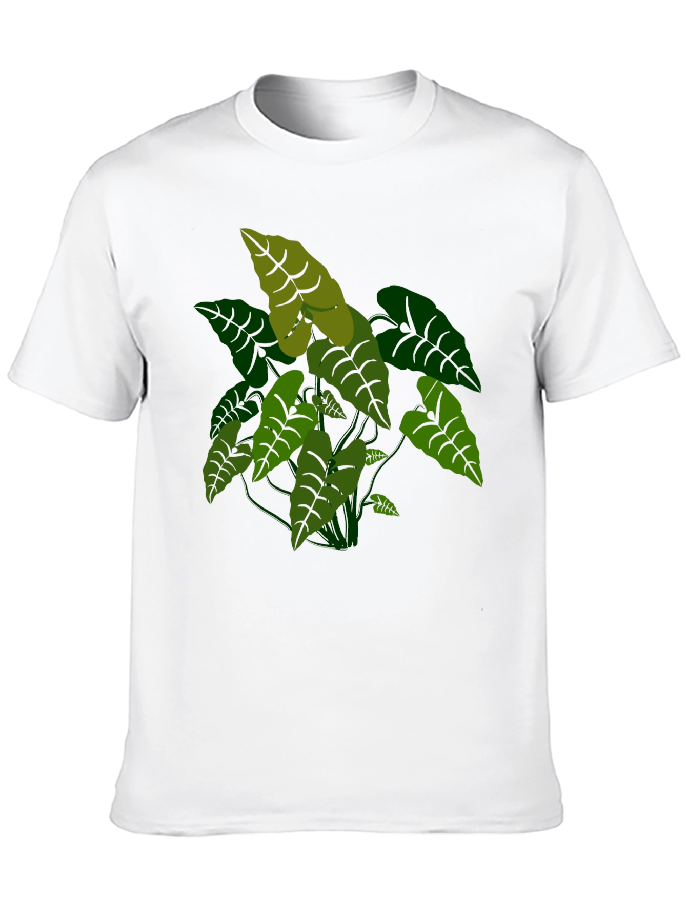 Tropical Plant Graphic Tee - Black Cotton T-Shirt