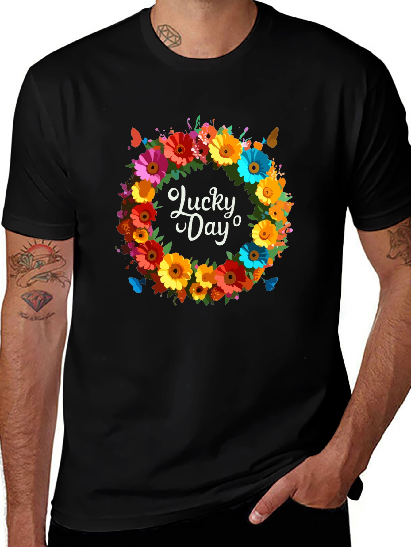 Lucky Day Floral Wreath Graphic Tee