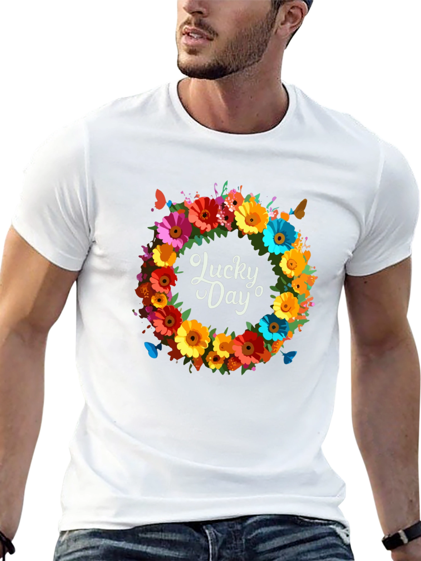 Lucky Day Floral Wreath Graphic Tee