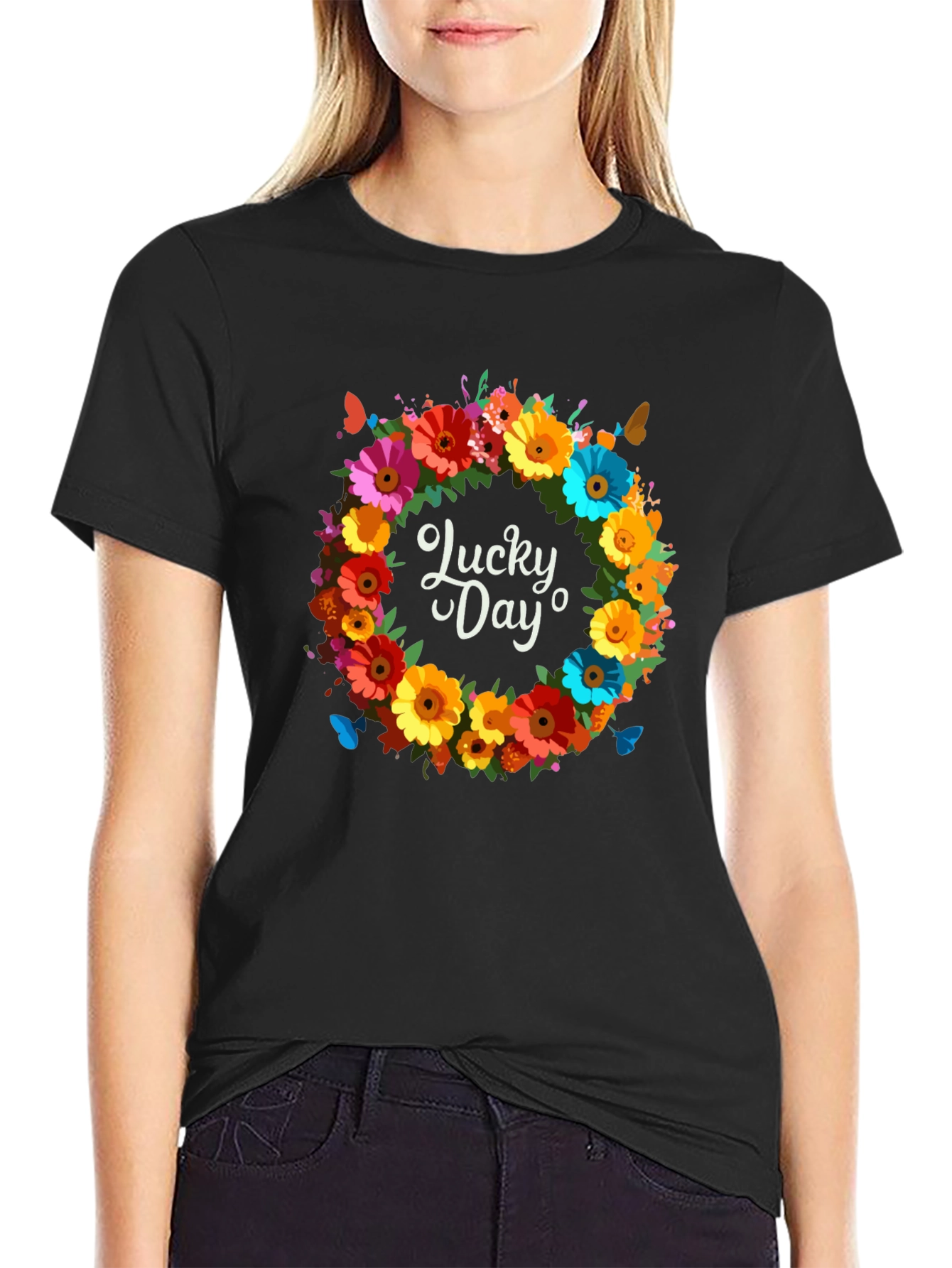 Lucky Day Floral Wreath Graphic Tee