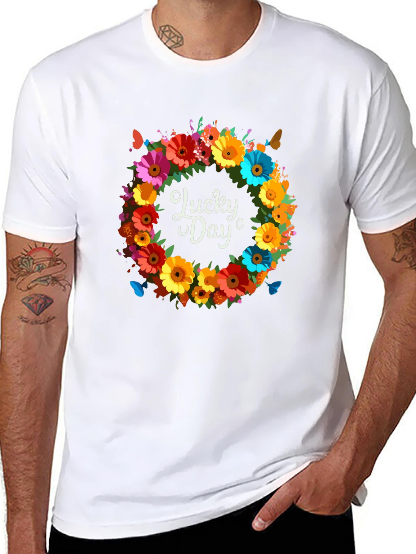 Lucky Day Floral Wreath Graphic Tee