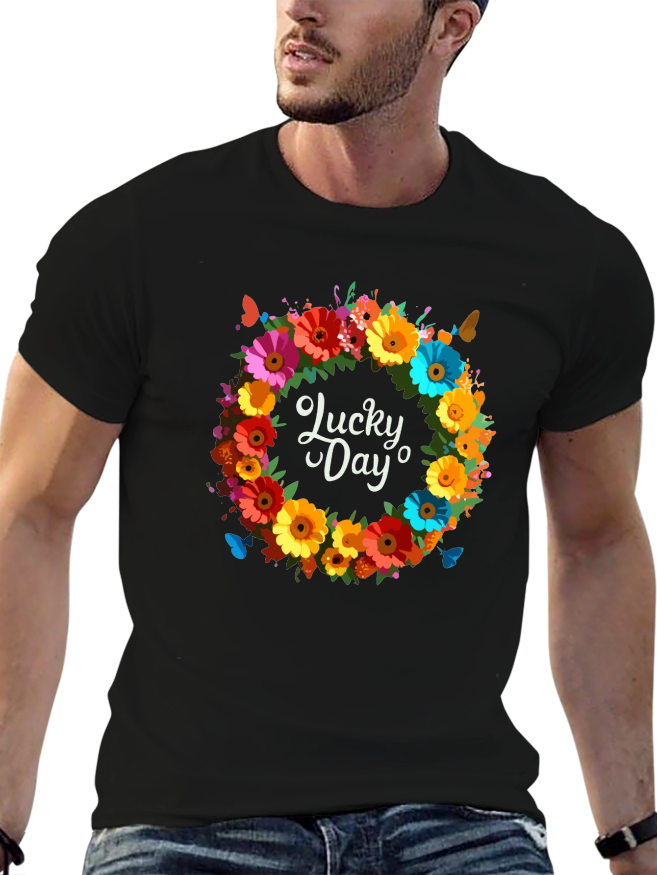 Lucky Day Floral Wreath Graphic Tee