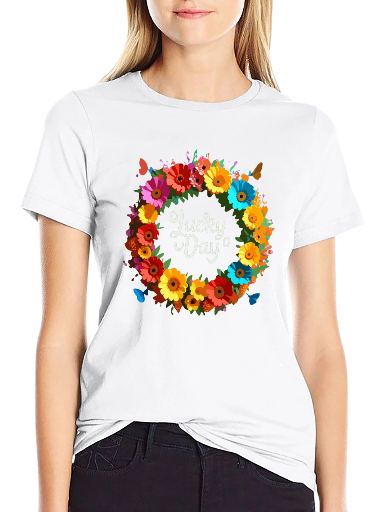 Lucky Day Floral Wreath Graphic Tee