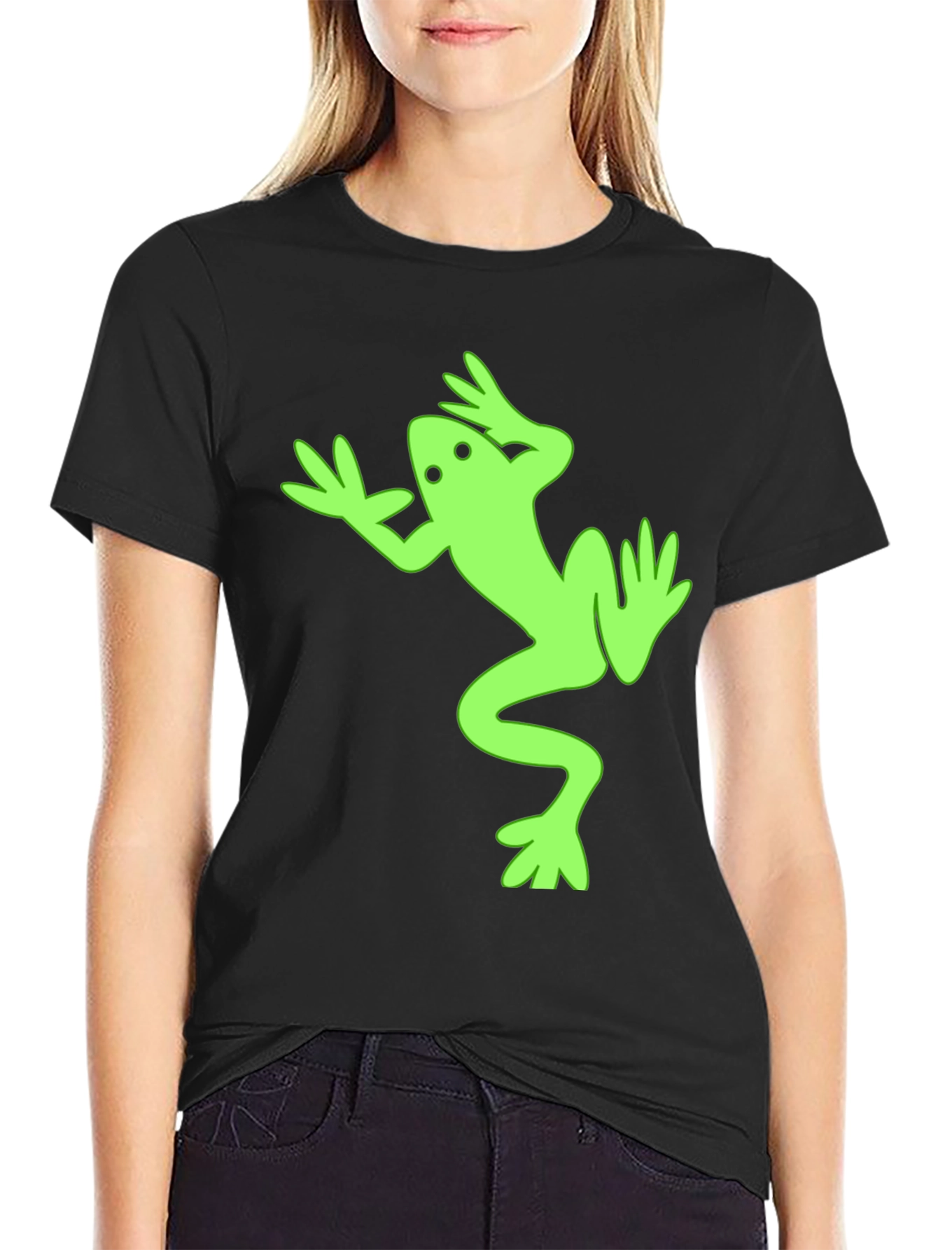 Frog Graphic Tee - Black Cotton Casual Top