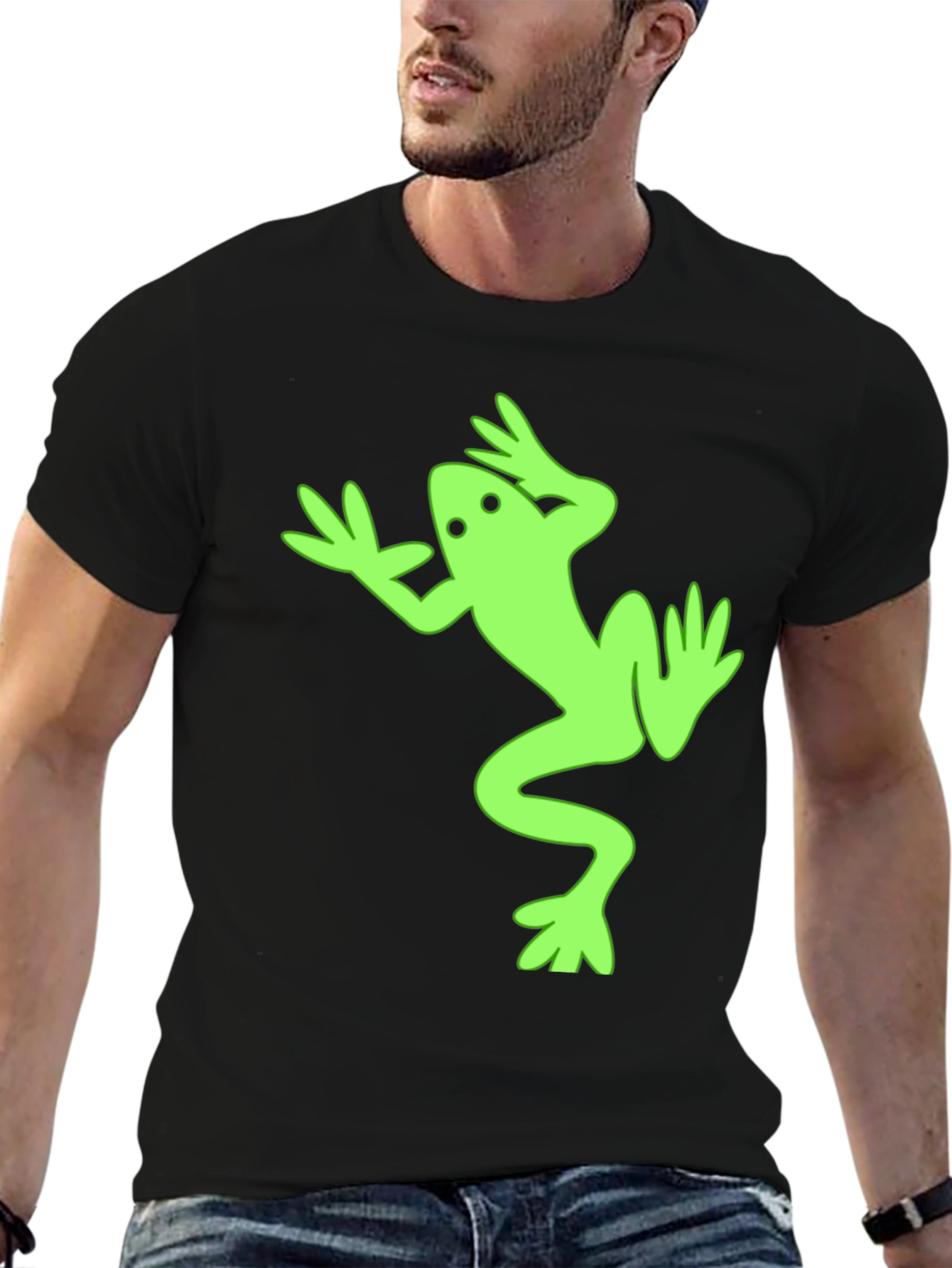 Frog Graphic Tee - Black Cotton Casual Top
