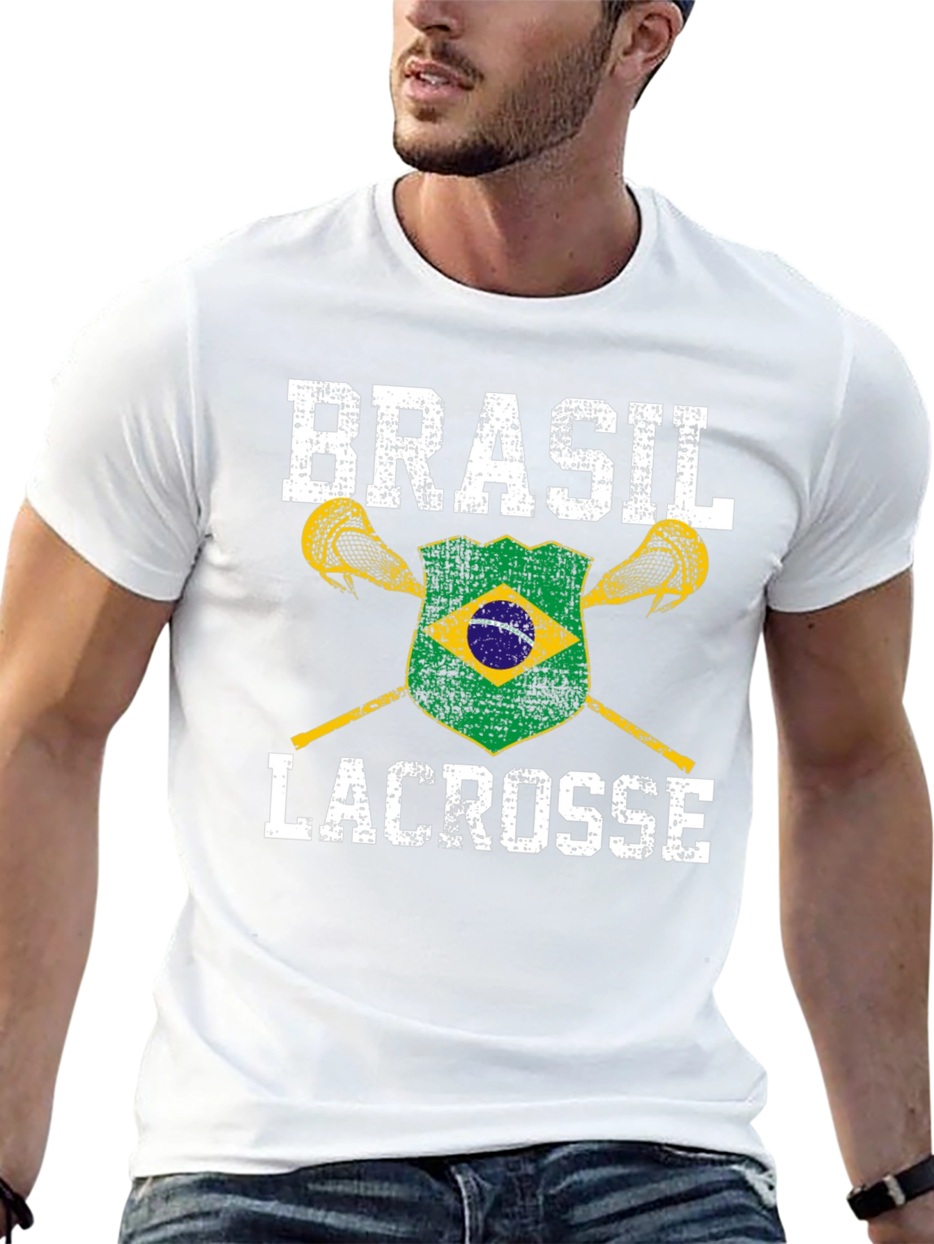 Brasil Lacrosse T-Shirt - Brazilian Flag Sports Tee