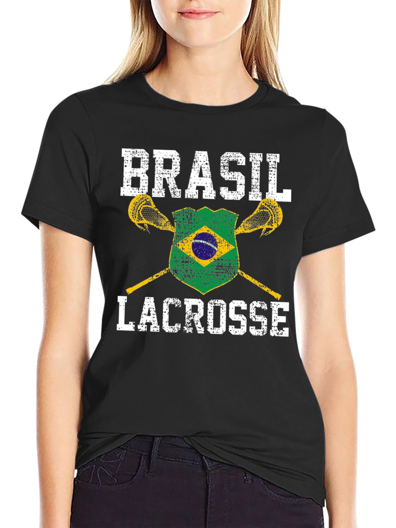 Brasil Lacrosse T-Shirt - Brazilian Flag Sports Tee
