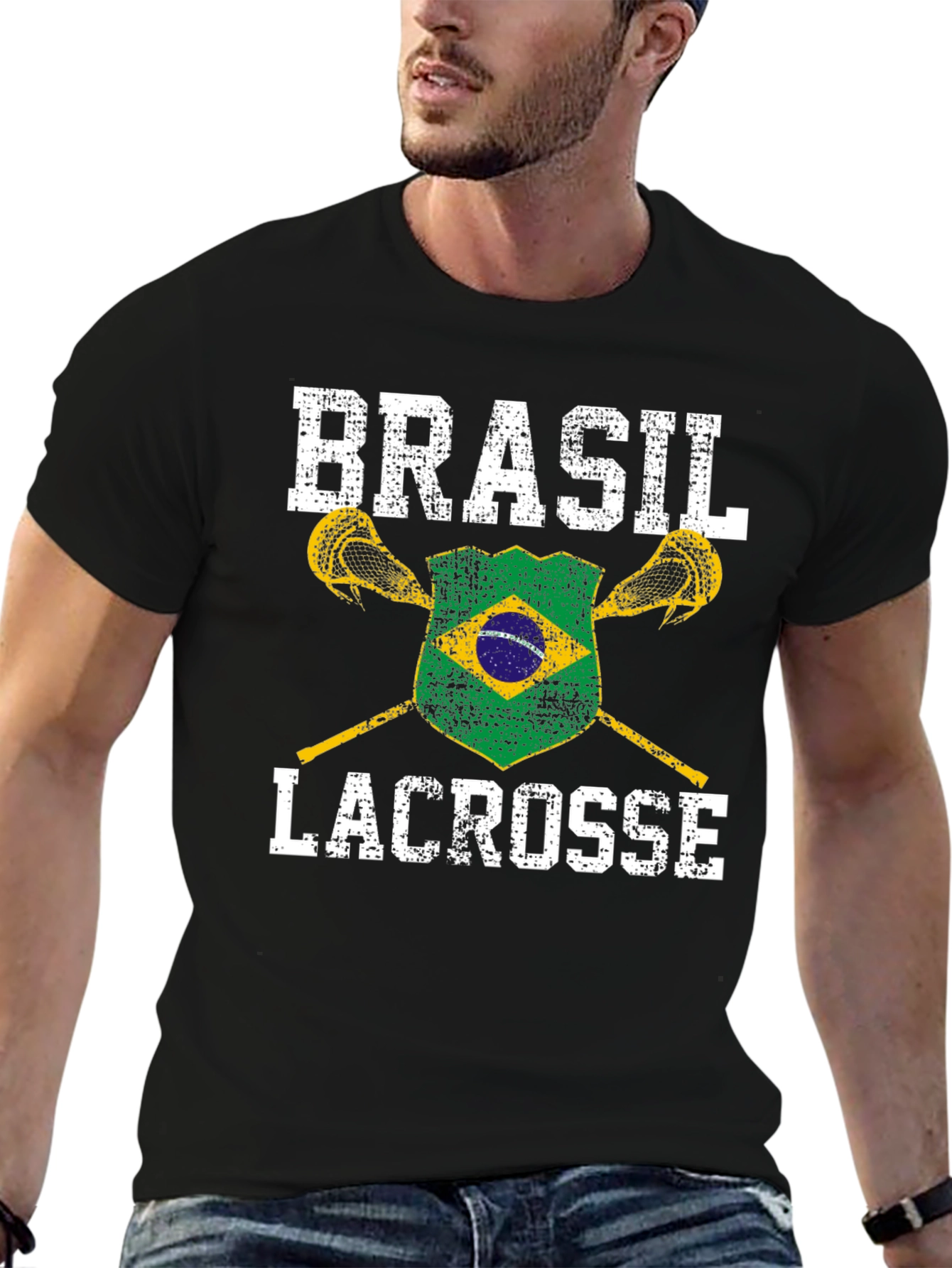 Brasil Lacrosse T-Shirt - Brazilian Flag Sports Tee