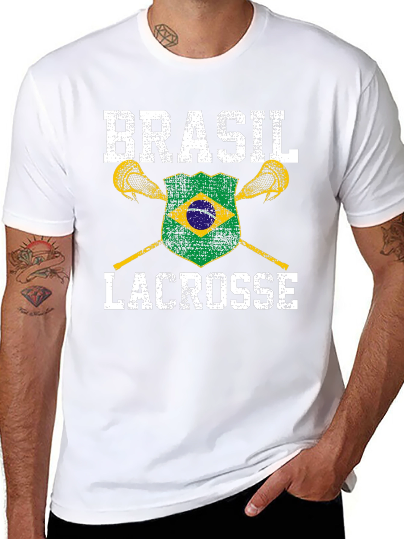 Brasil Lacrosse T-Shirt - Brazilian Flag Sports Tee