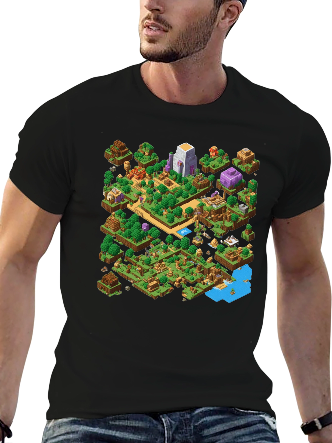 Isometric Gaming T-Shirt - Black Cotton