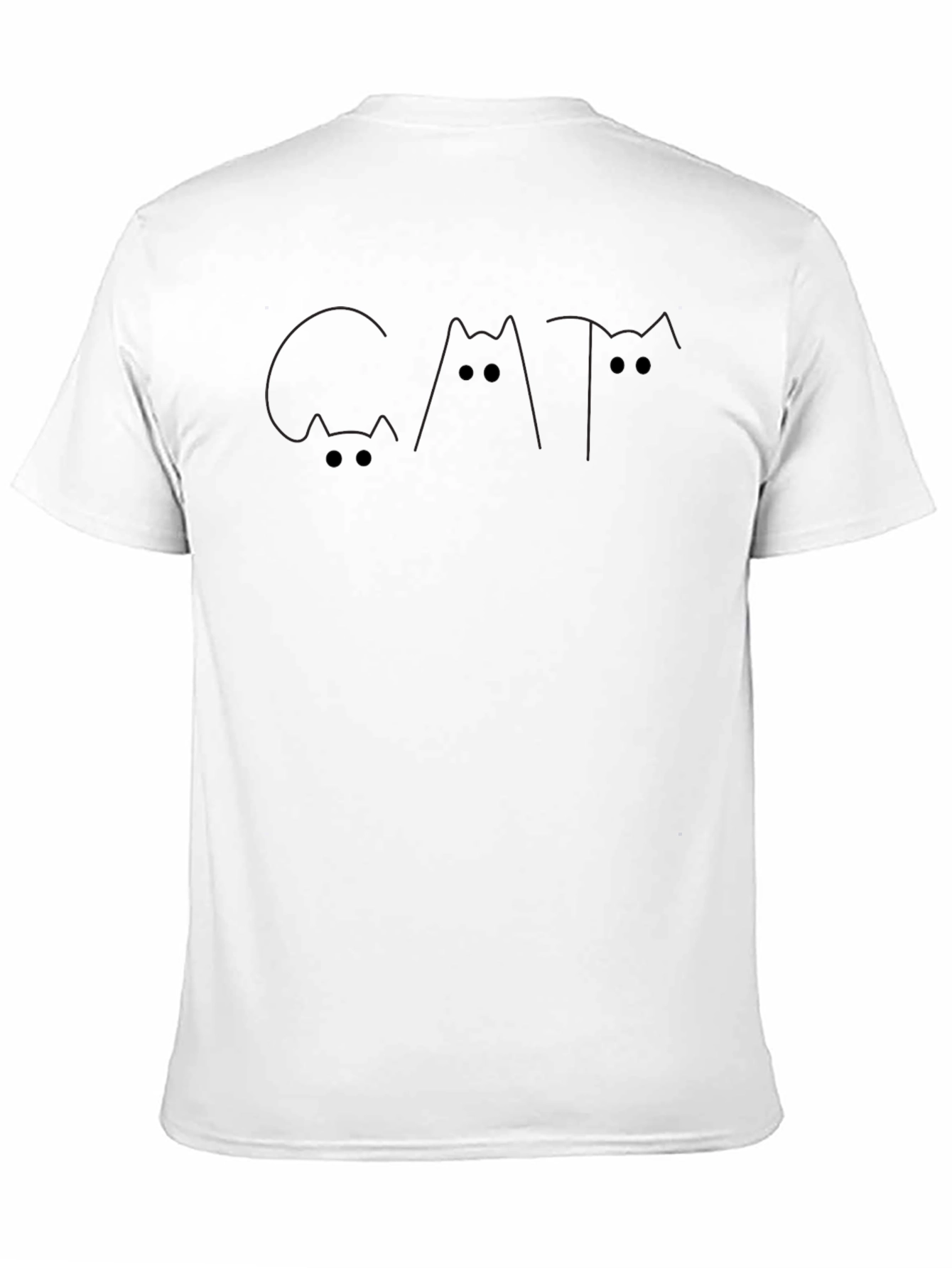 Minimalist Cat Graphic Black T-Shirt