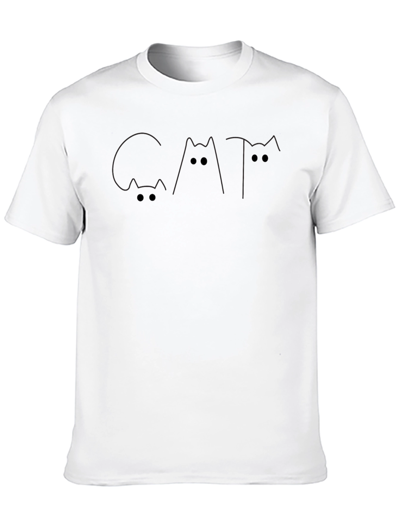 Minimalist Cat Graphic Black T-Shirt