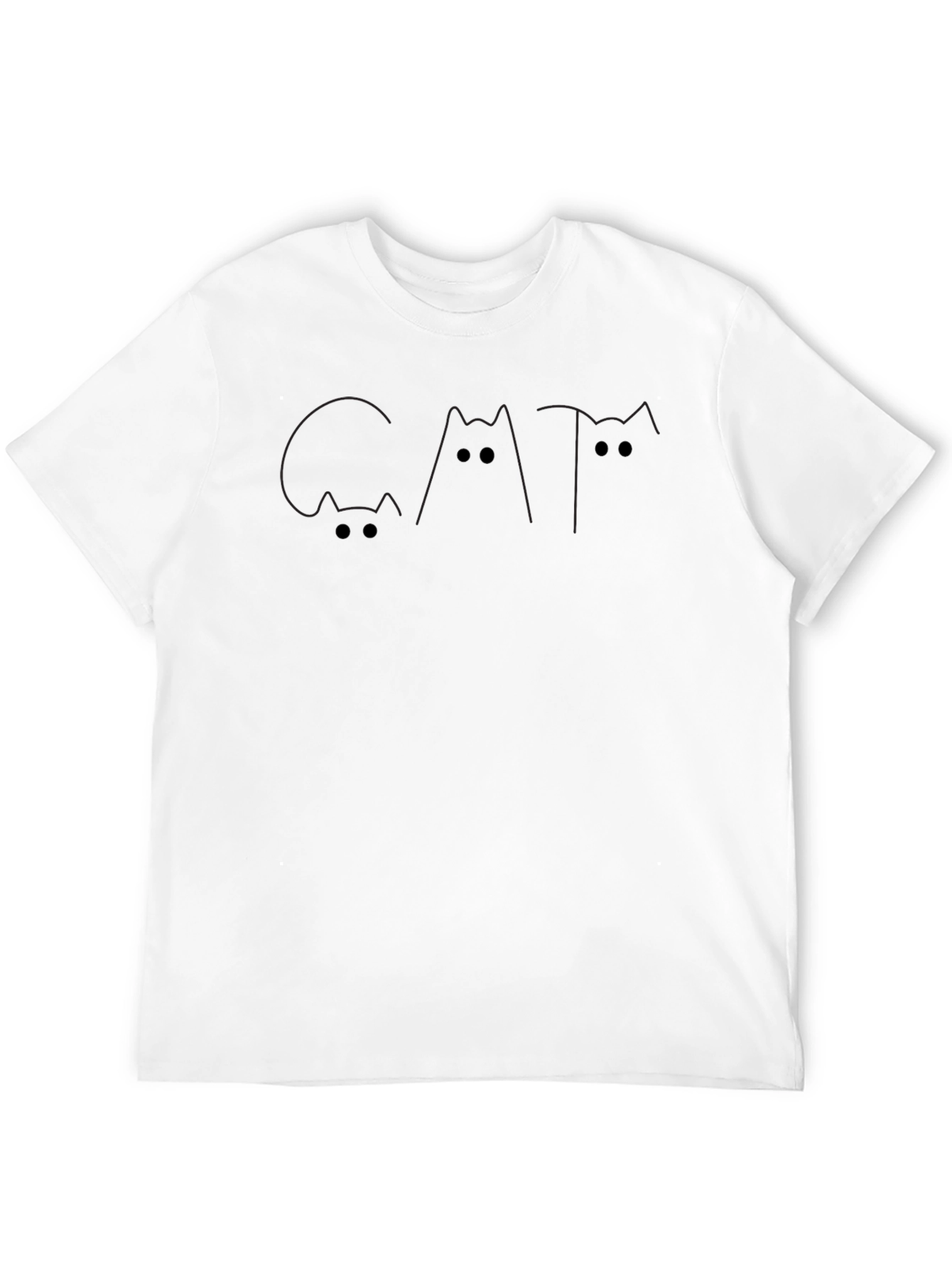 Minimalist Cat Graphic Black T-Shirt