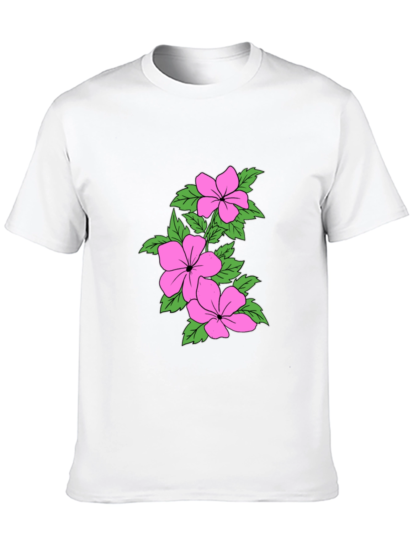 Floral Print Crew Neck T-Shirt - Black
