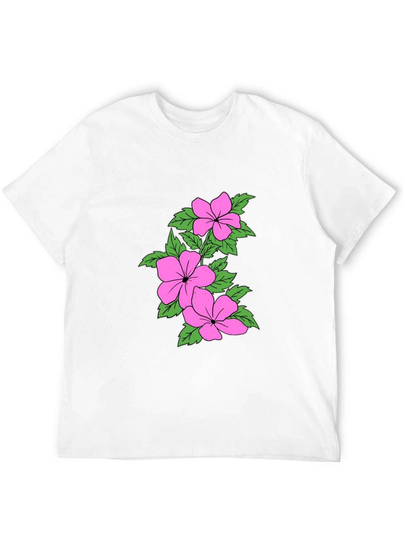 Floral Print Crew Neck T-Shirt - Black
