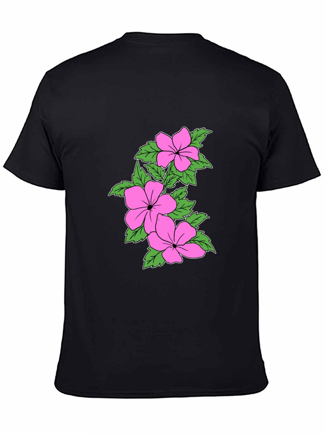 Floral Print Crew Neck T-Shirt - Black