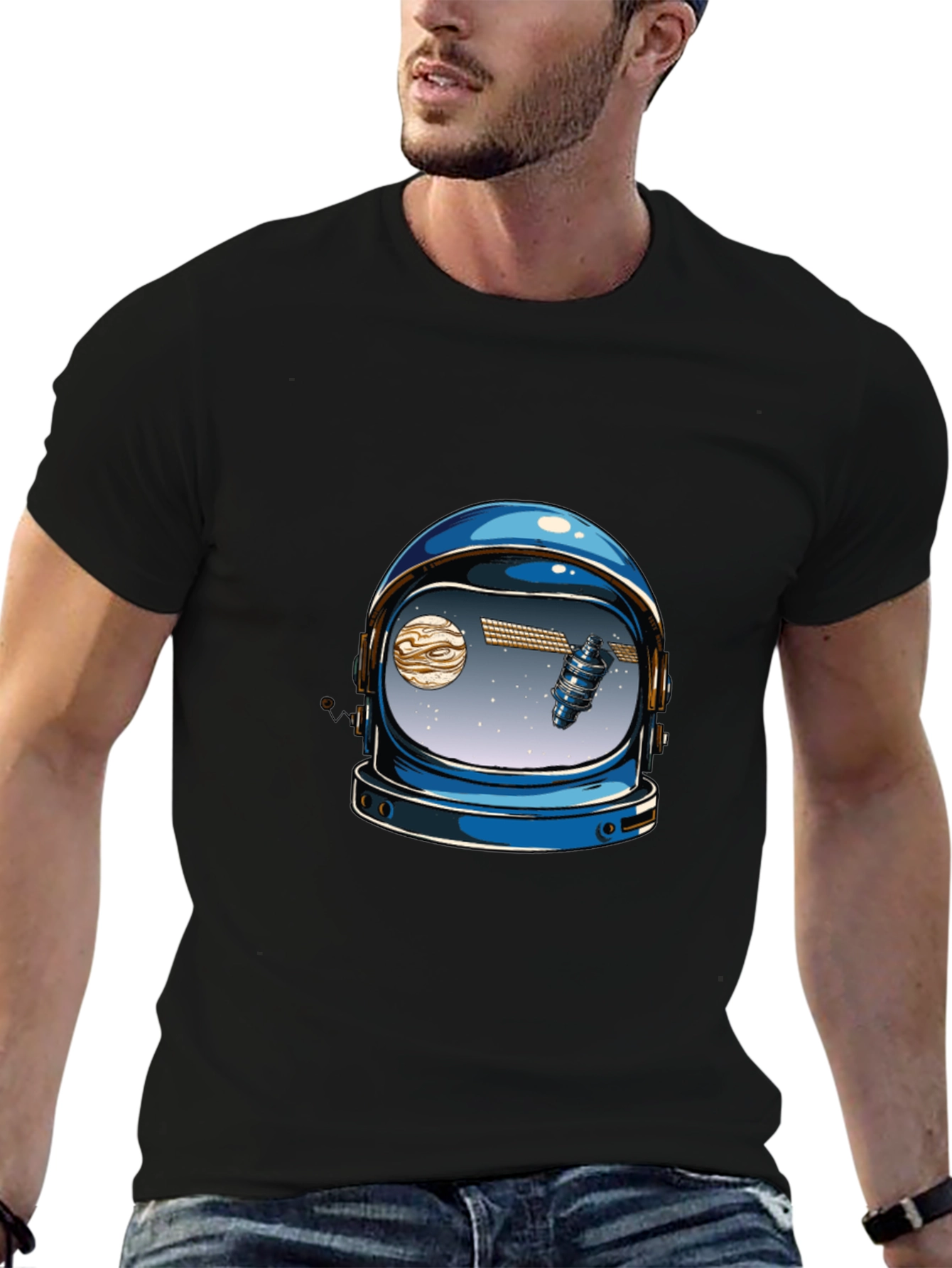 Astronaut Helmet Graphic Tee - Space Lover T-Shirt