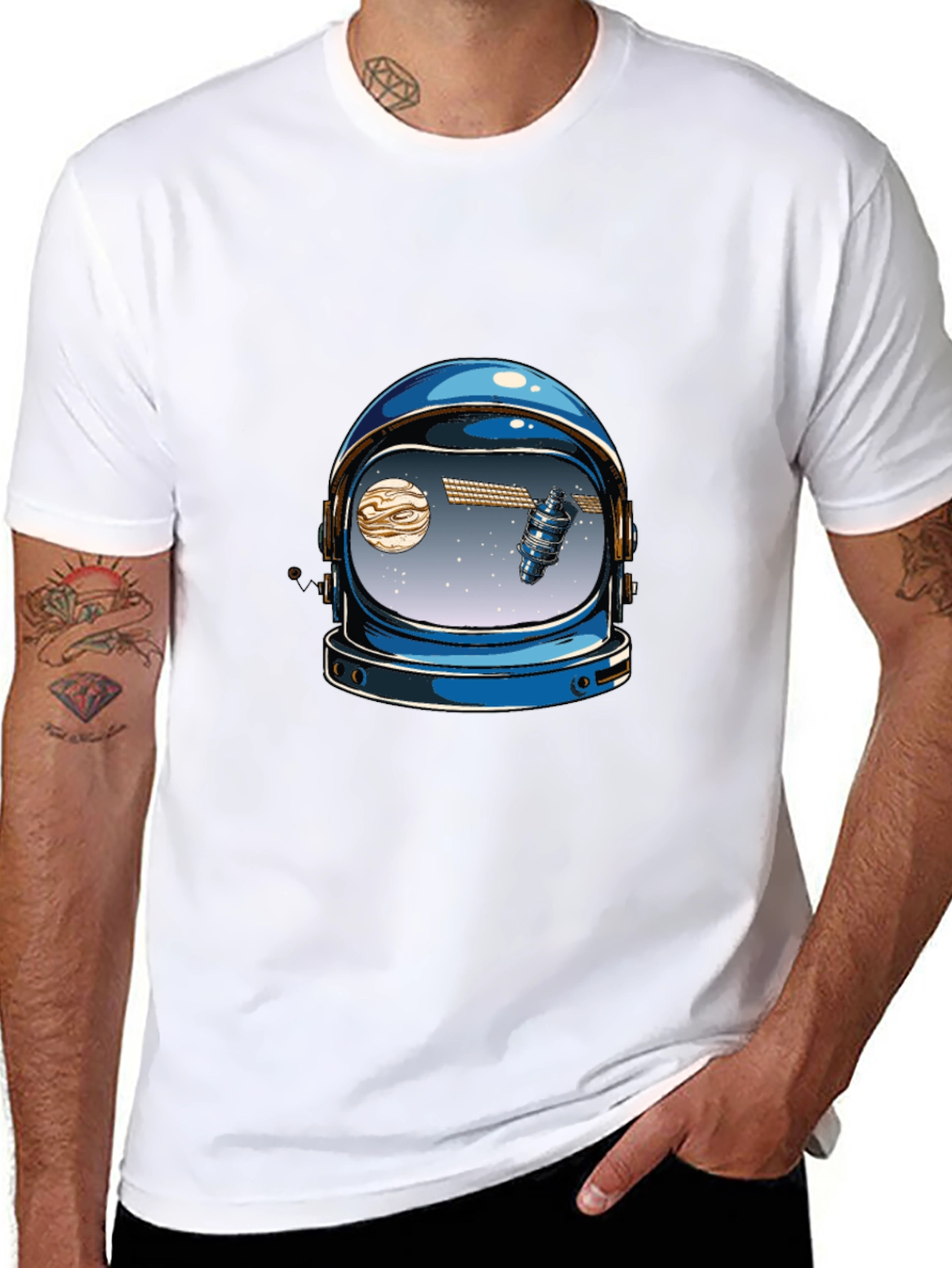 Astronaut Helmet Graphic Tee - Space Lover T-Shirt