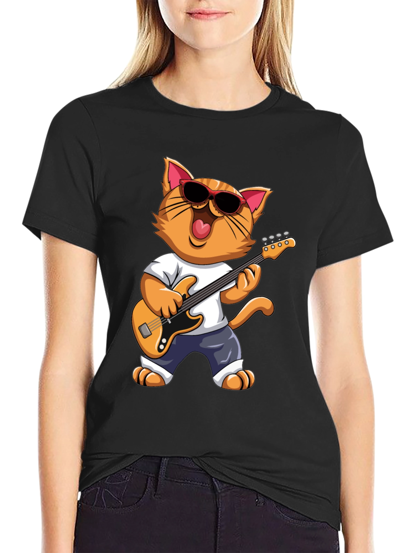 Cat Guitarist T-Shirt - Cool Feline Musician Graphic Tee