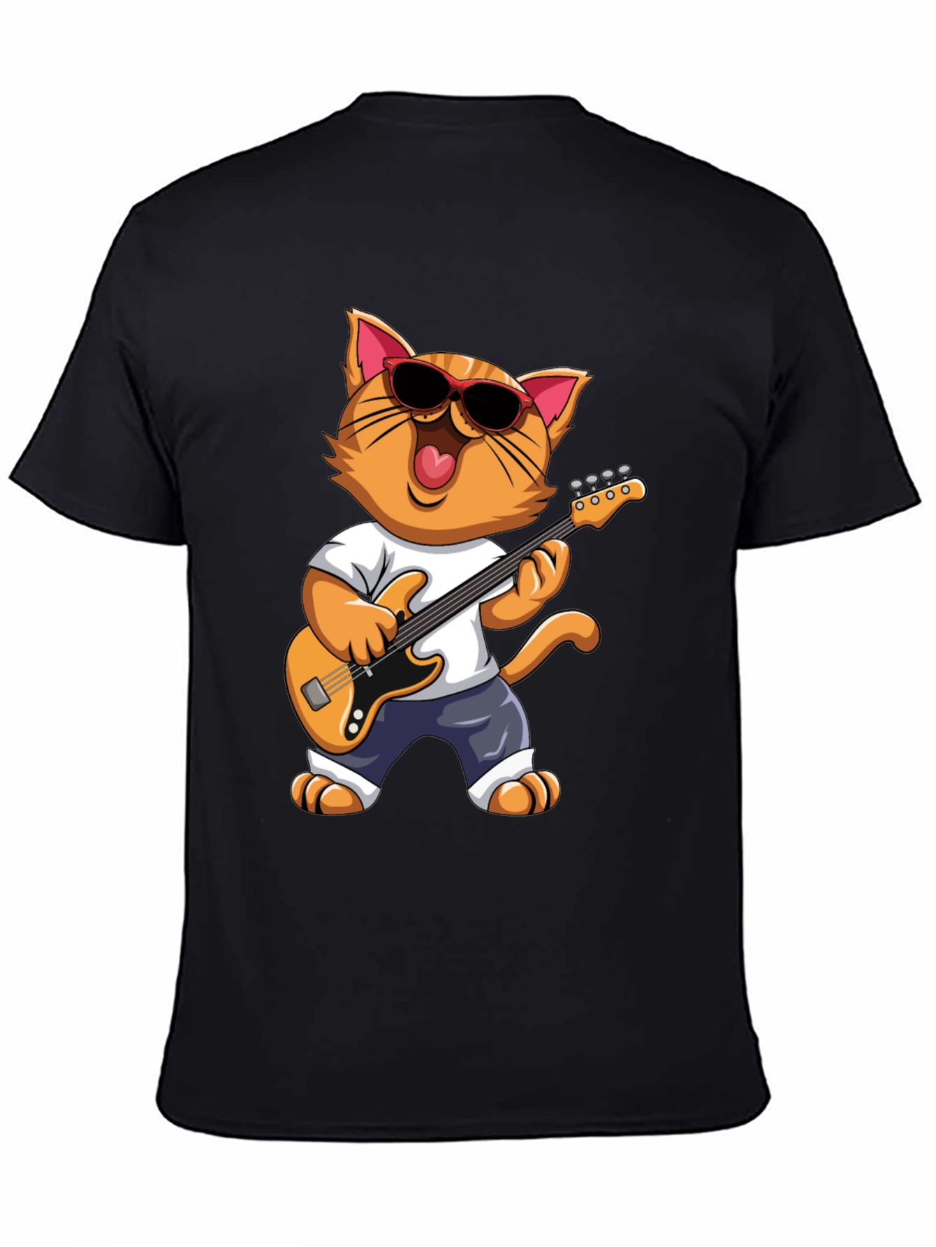 Cat Guitarist T-Shirt - Cool Feline Musician Graphic Tee