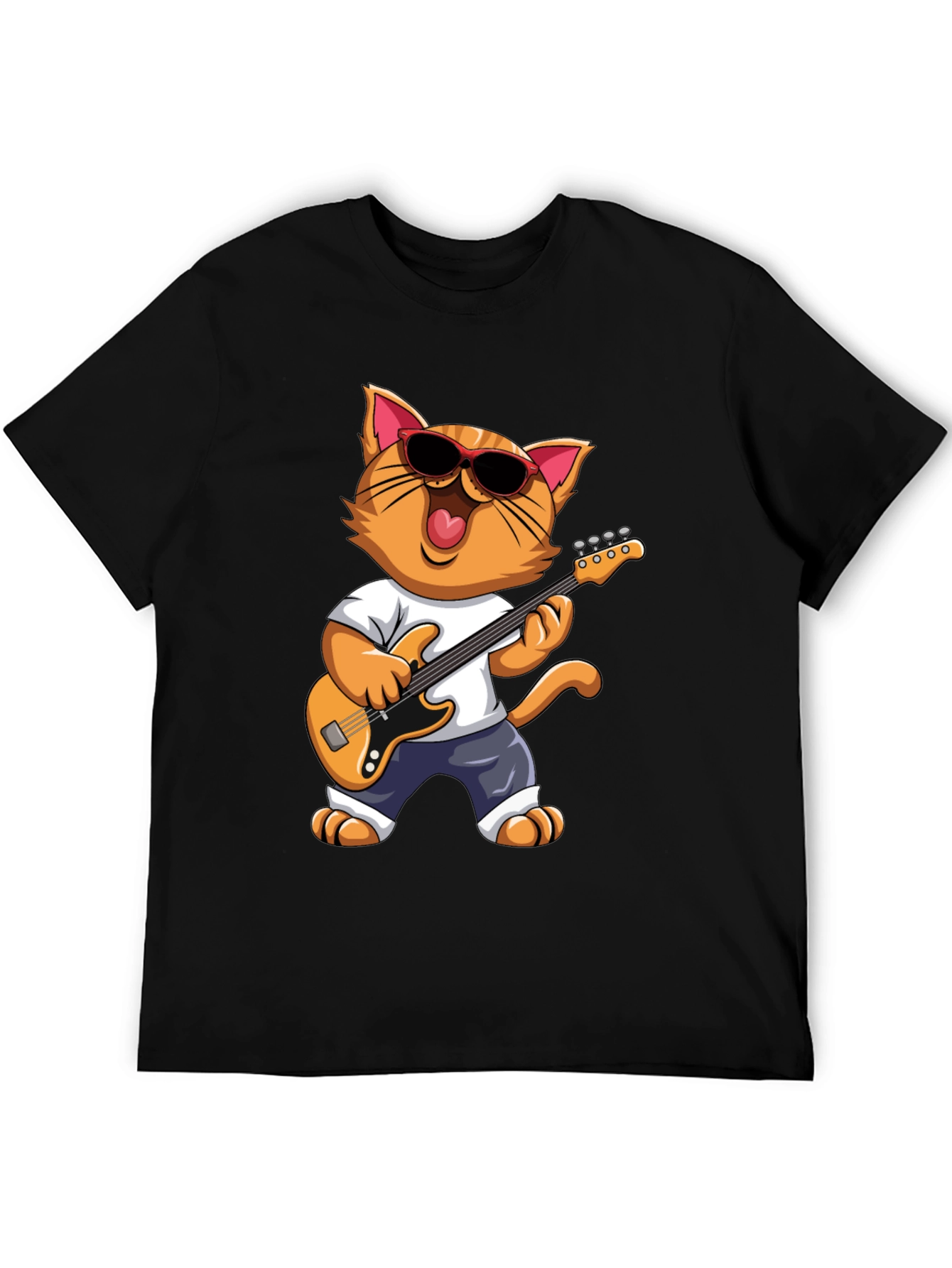 Cat Guitarist T-Shirt - Cool Feline Musician Graphic Tee