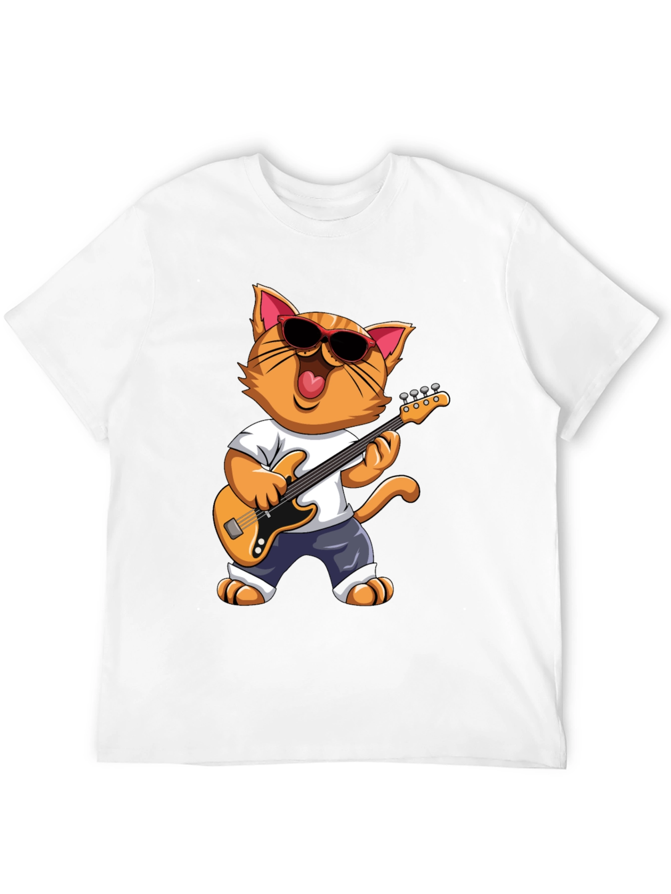 Cat Guitarist T-Shirt - Cool Feline Musician Graphic Tee