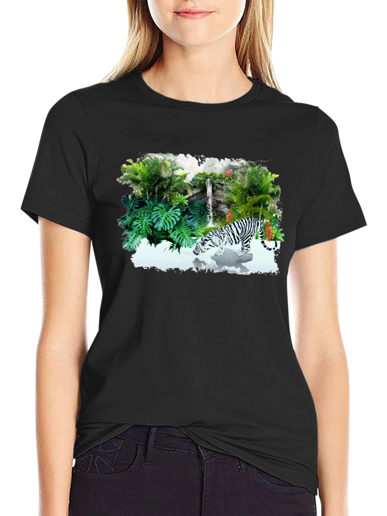 Jungle Tiger Graphic Tee - Black