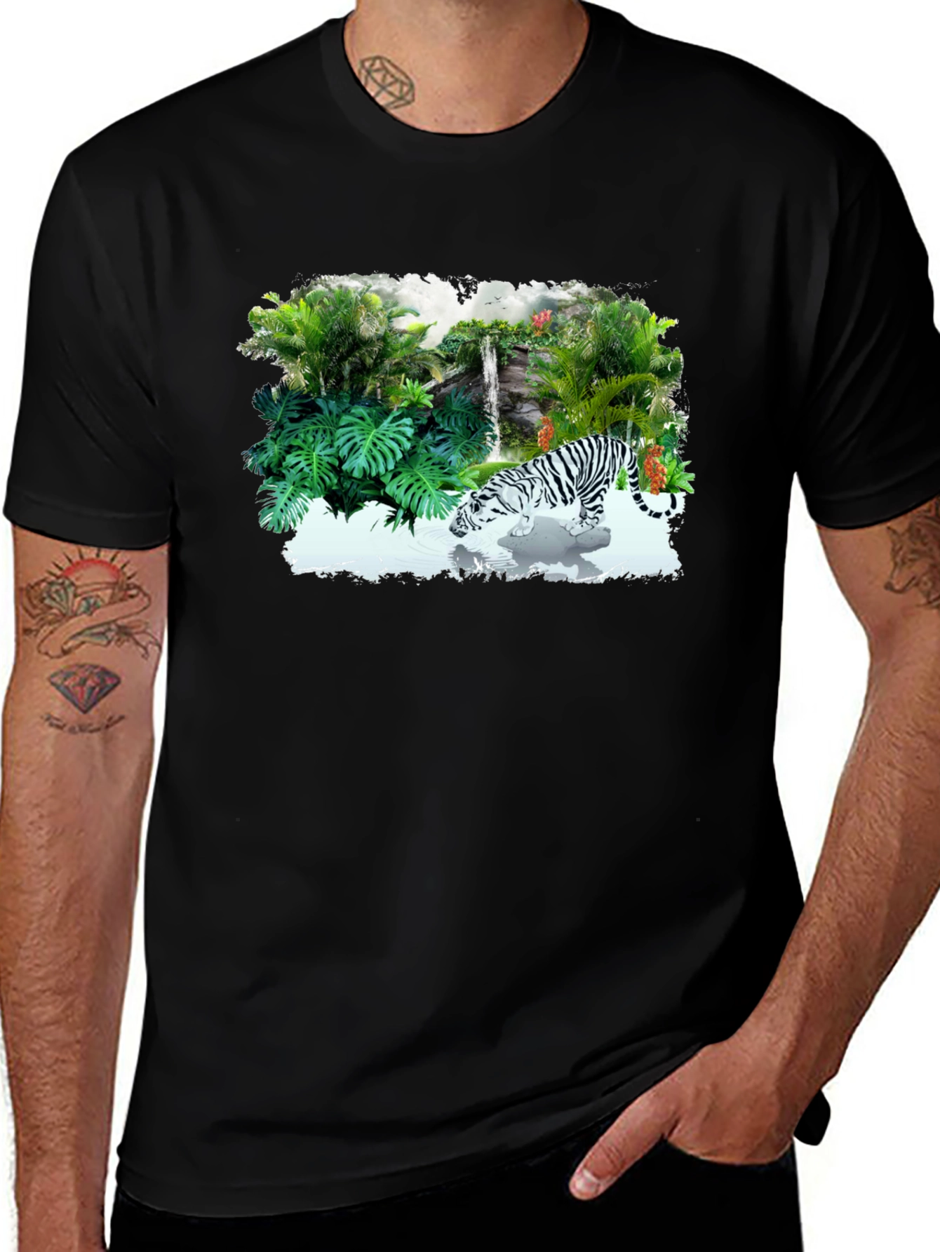 Jungle Tiger Graphic Tee - Black