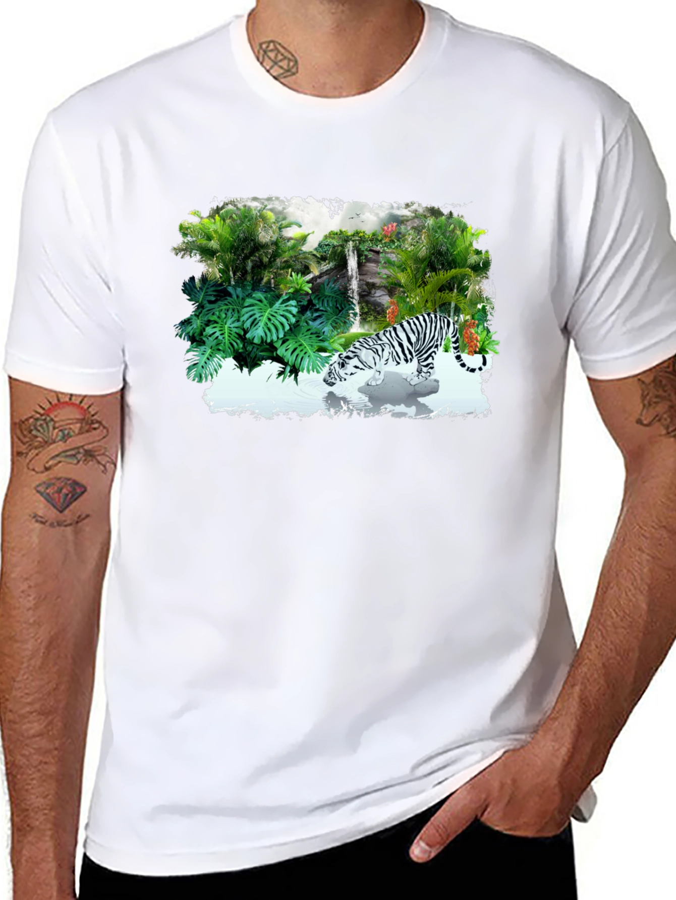 Jungle Tiger Graphic Tee - Black