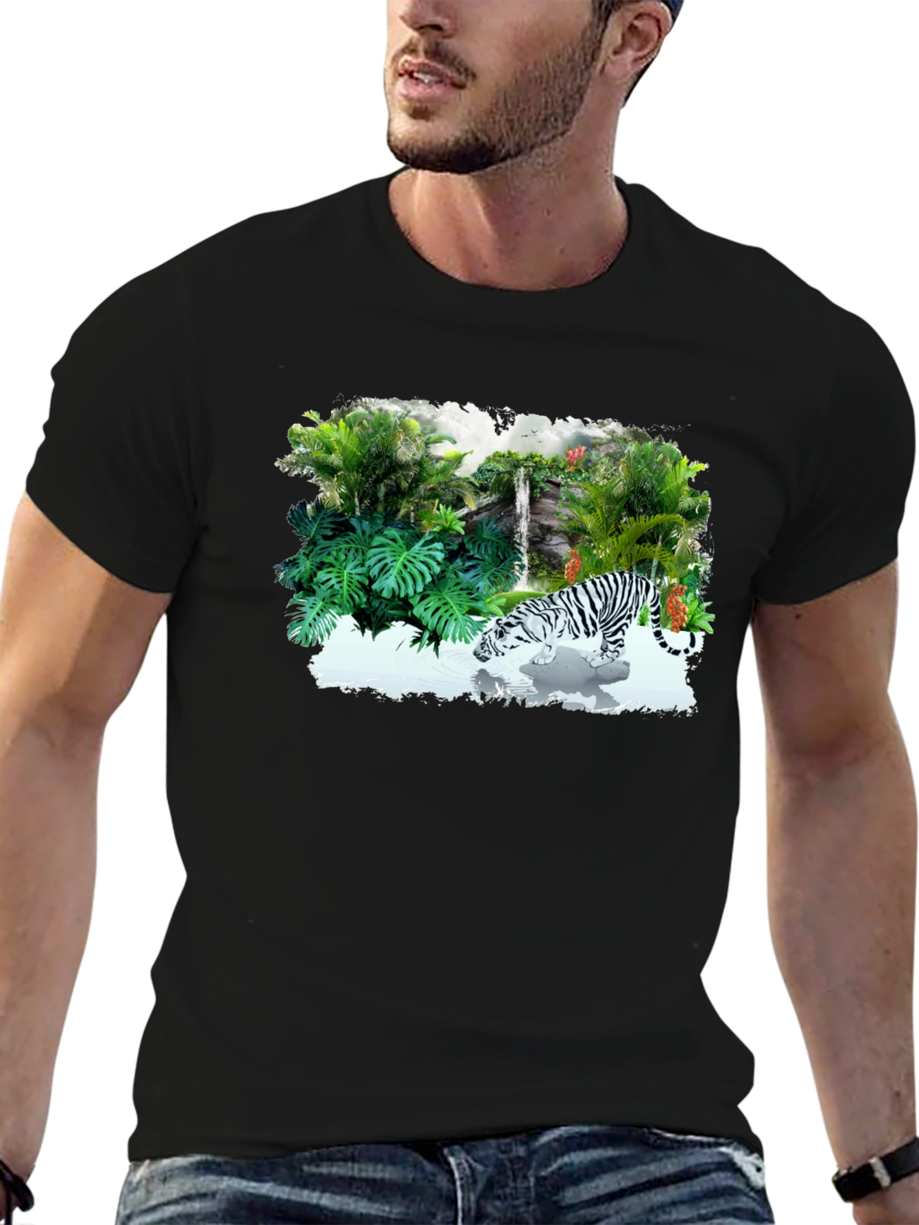 Jungle Tiger Graphic Tee - Black